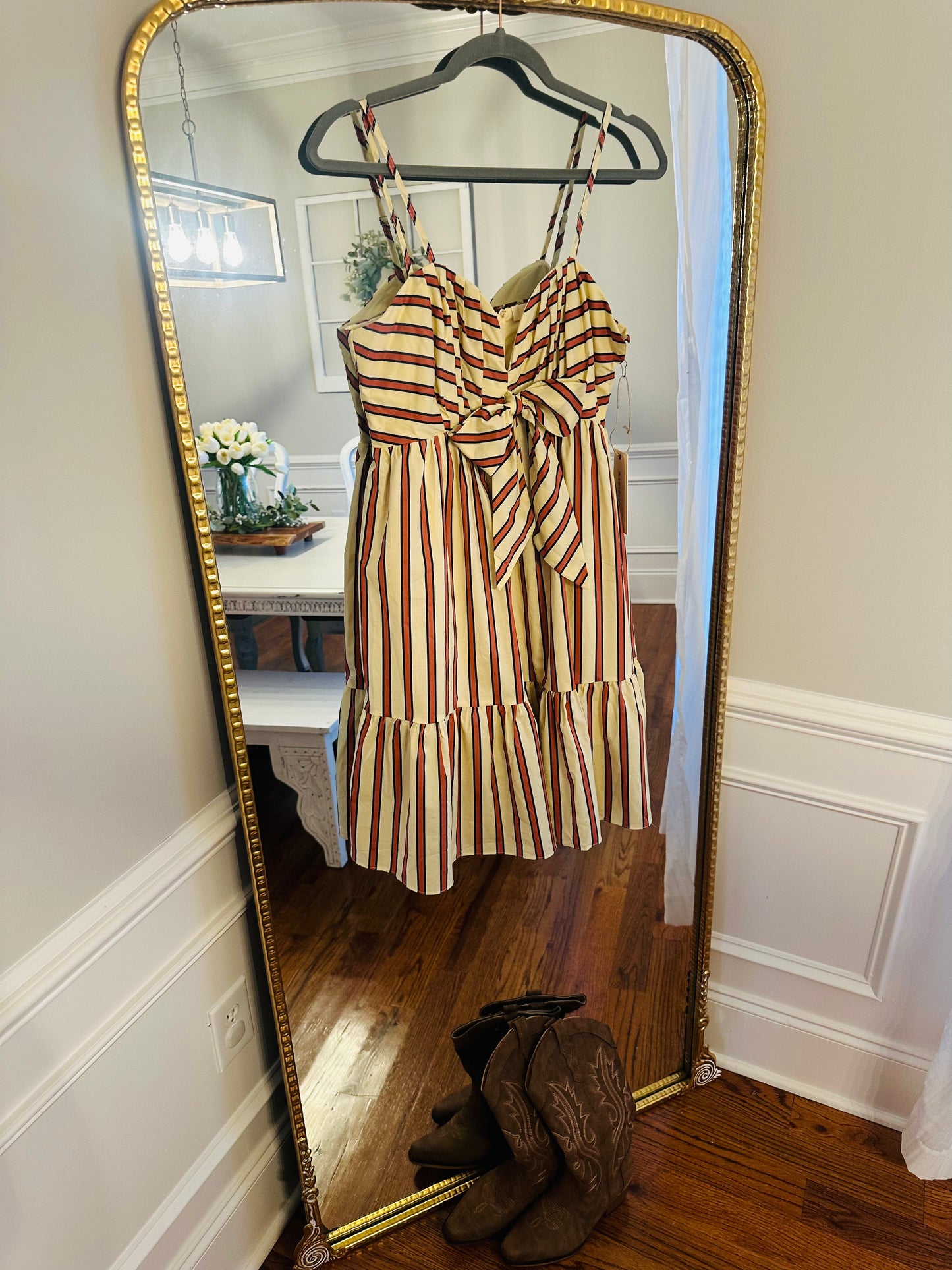 Southern Sunrise Mini | Pale Yellow & Coffee Stripe