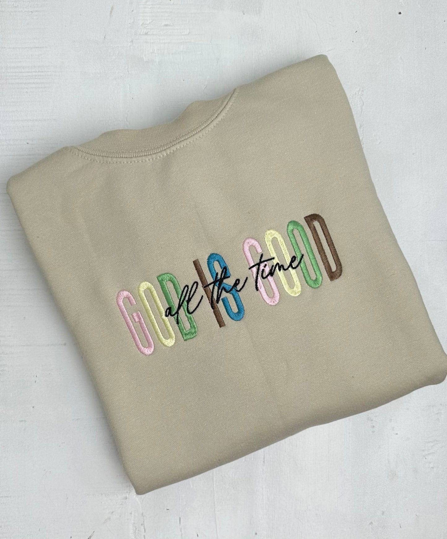 God Is Good Embroidered Sweatshirt | Lt. Mocha