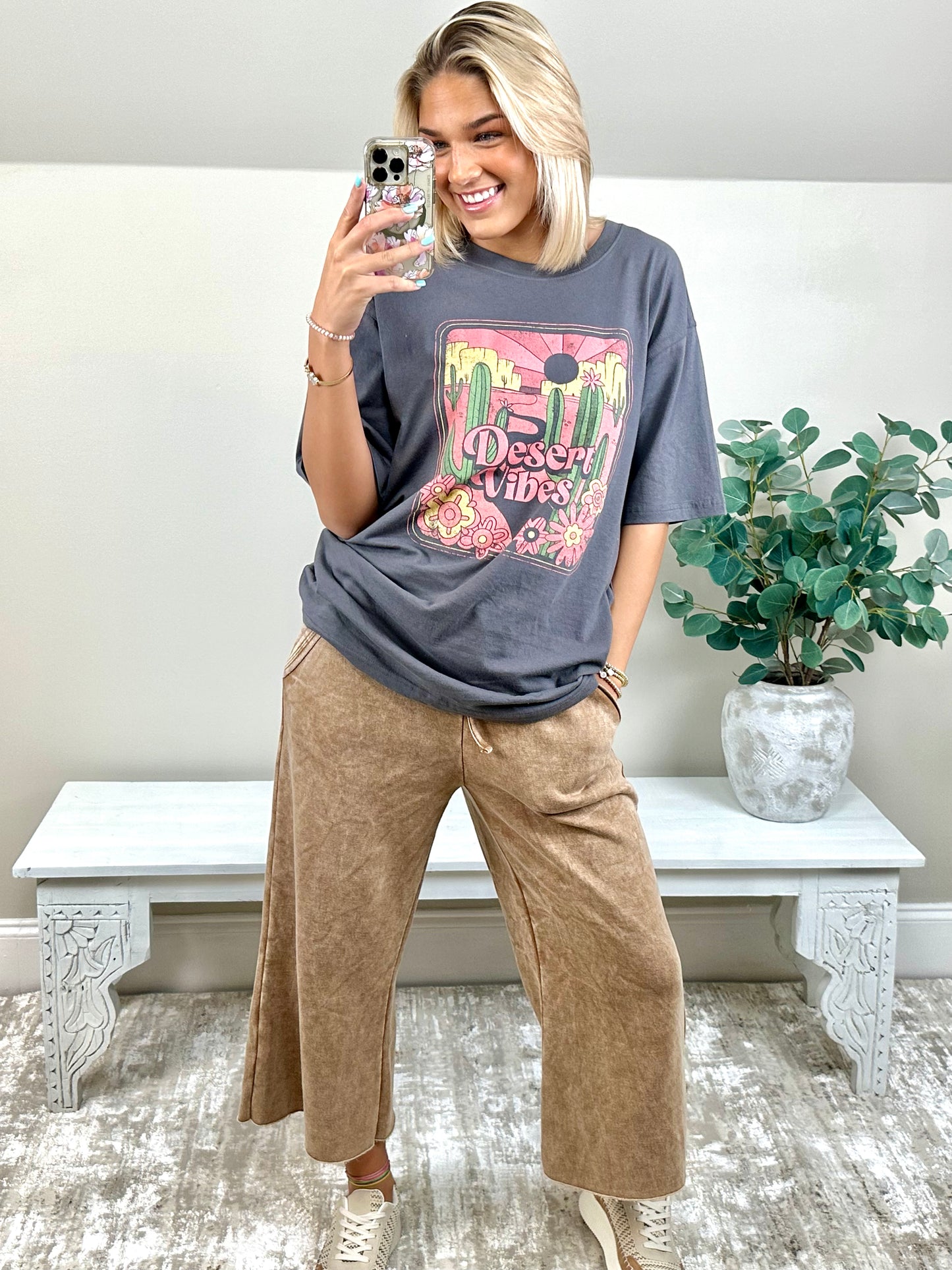 Desert Vibes Oversized Tee | Gray - The Sassy Rack