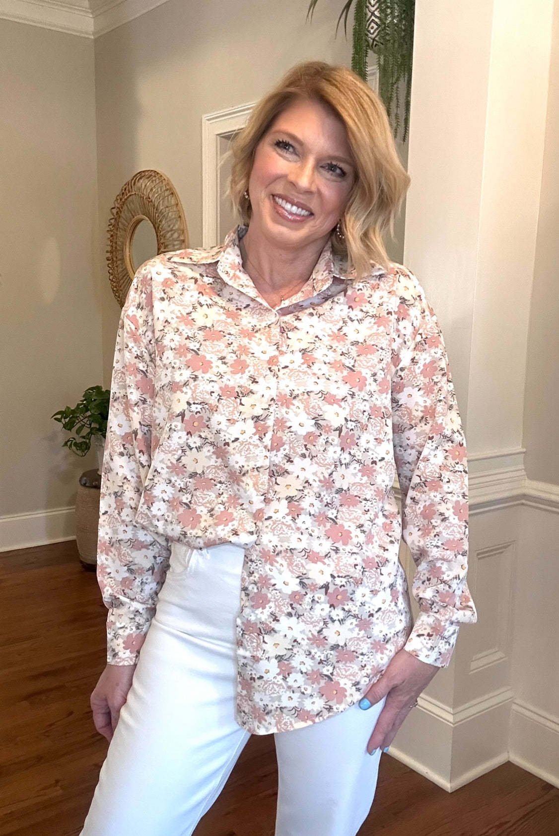 The Kathryn Floral Top | Blush - The Sassy Rack