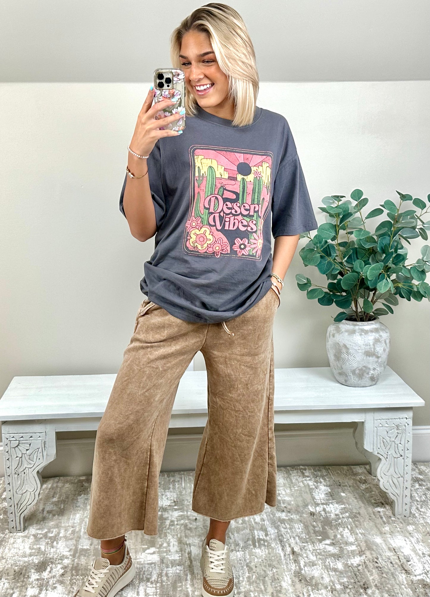 Desert Vibes Oversized Tee | Gray - The Sassy Rack