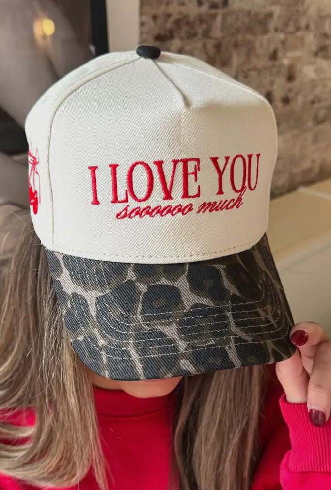 I Love You So Much Embroidered Trucker | Leopard