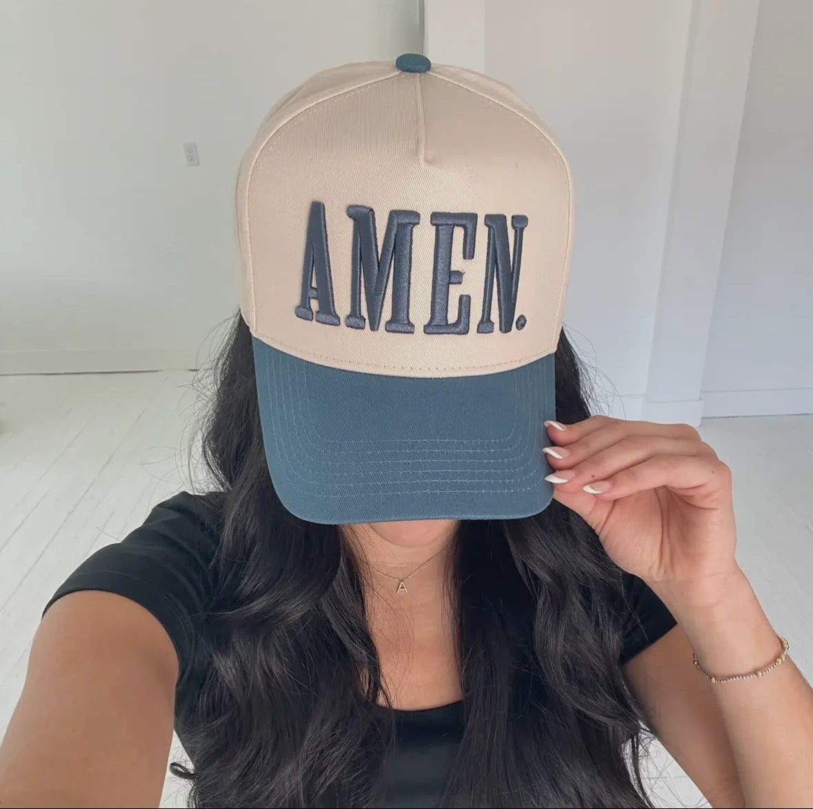 Amen Embroidered Trucker | Slate Blue