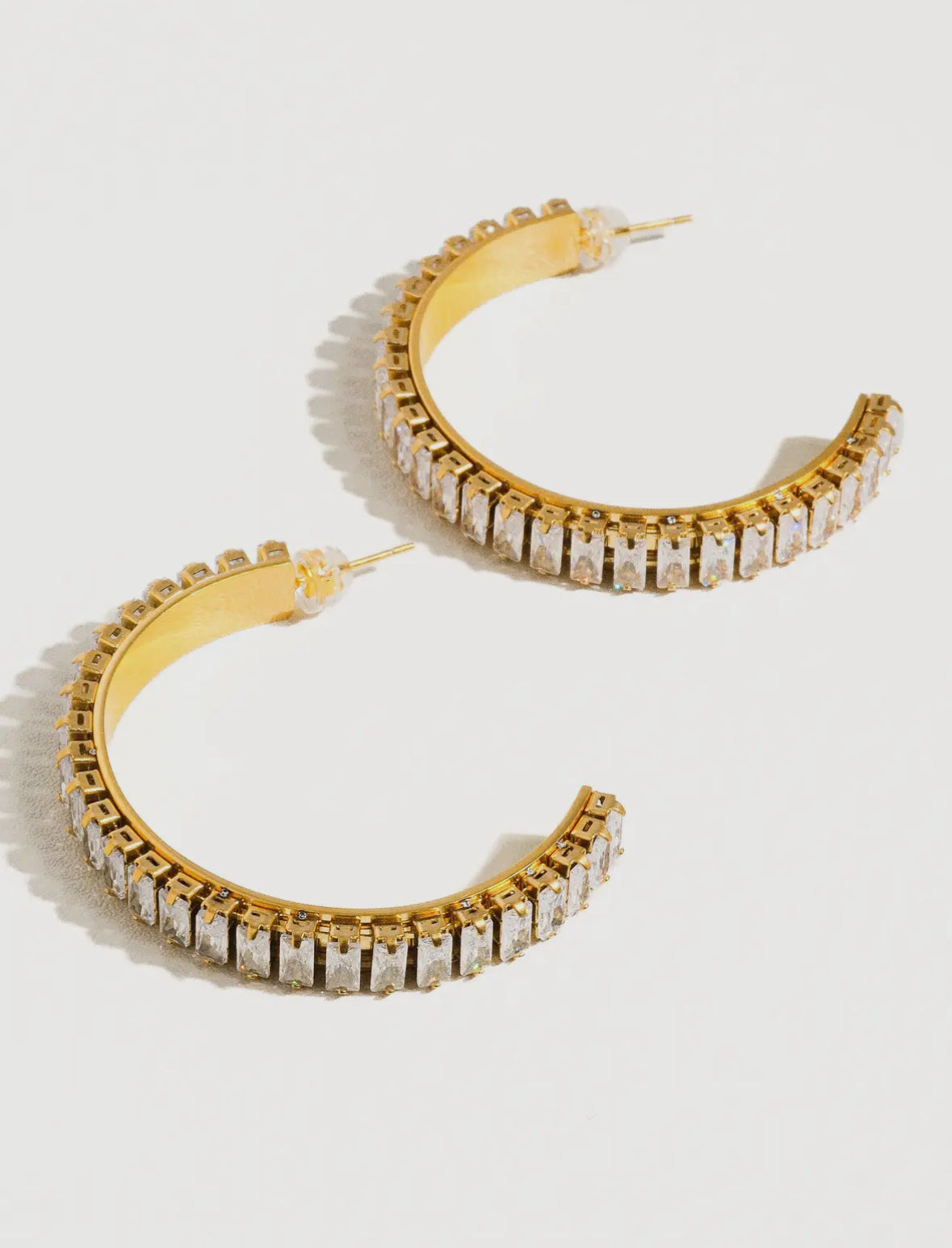 Dazzle Me Gold & Rhinestone Hoop Earrings | Waterproof