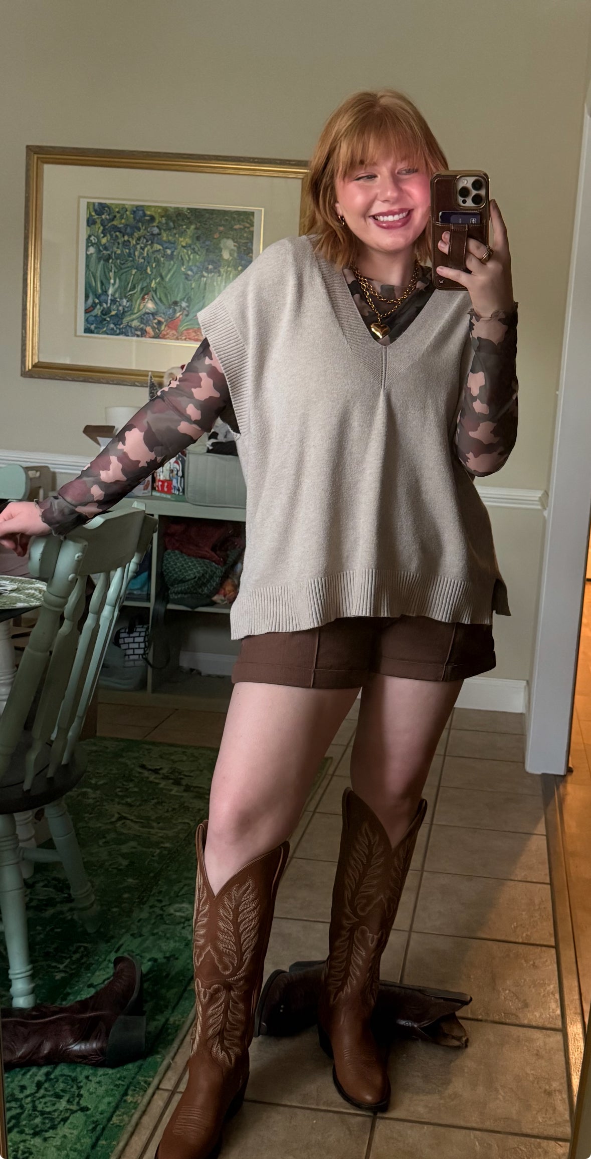 Camo Mesh Layering Top