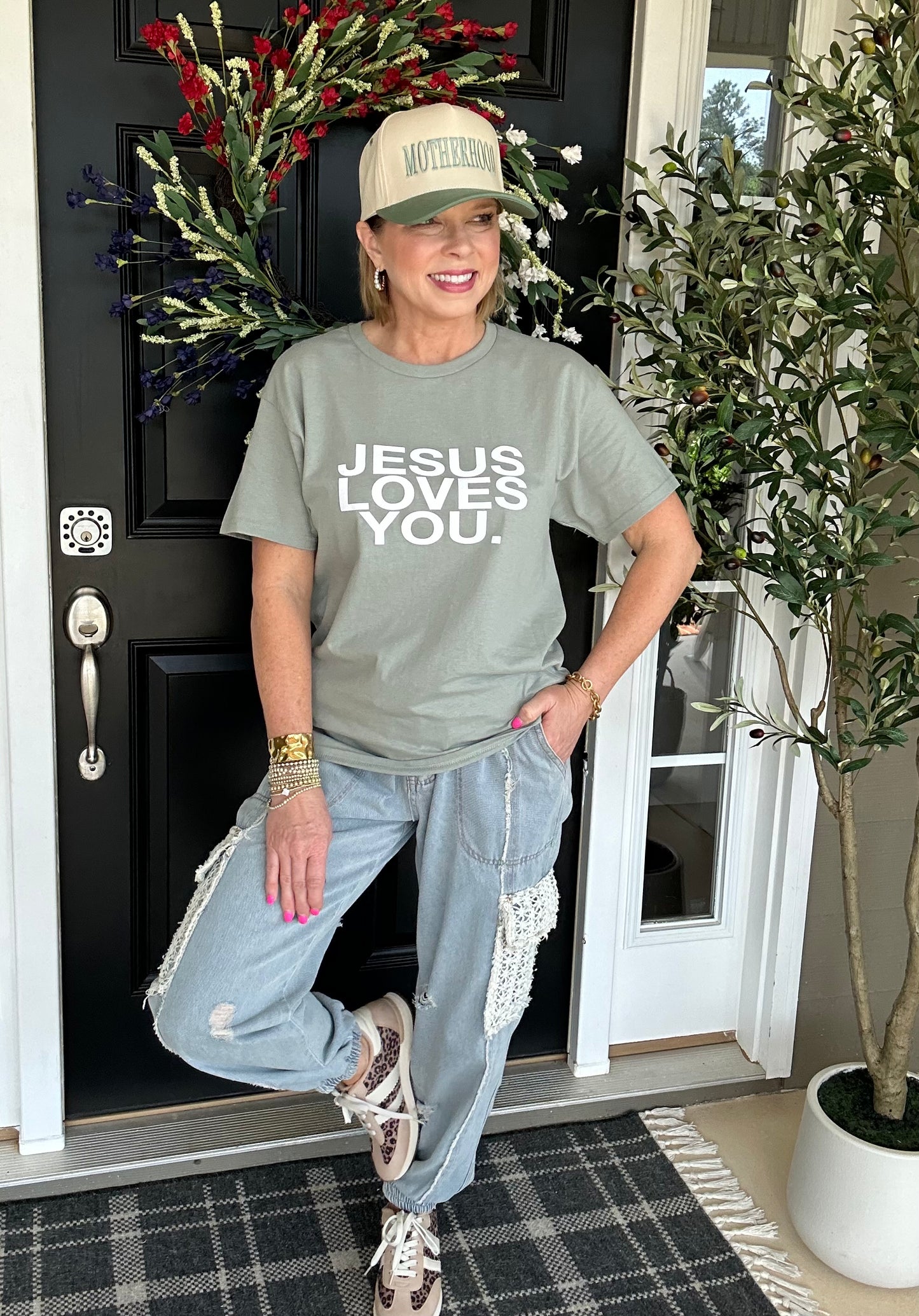 Jesus Loves You Tee | Sage