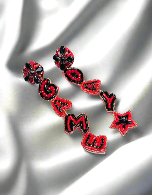 Game Day Earrings | Red & Black