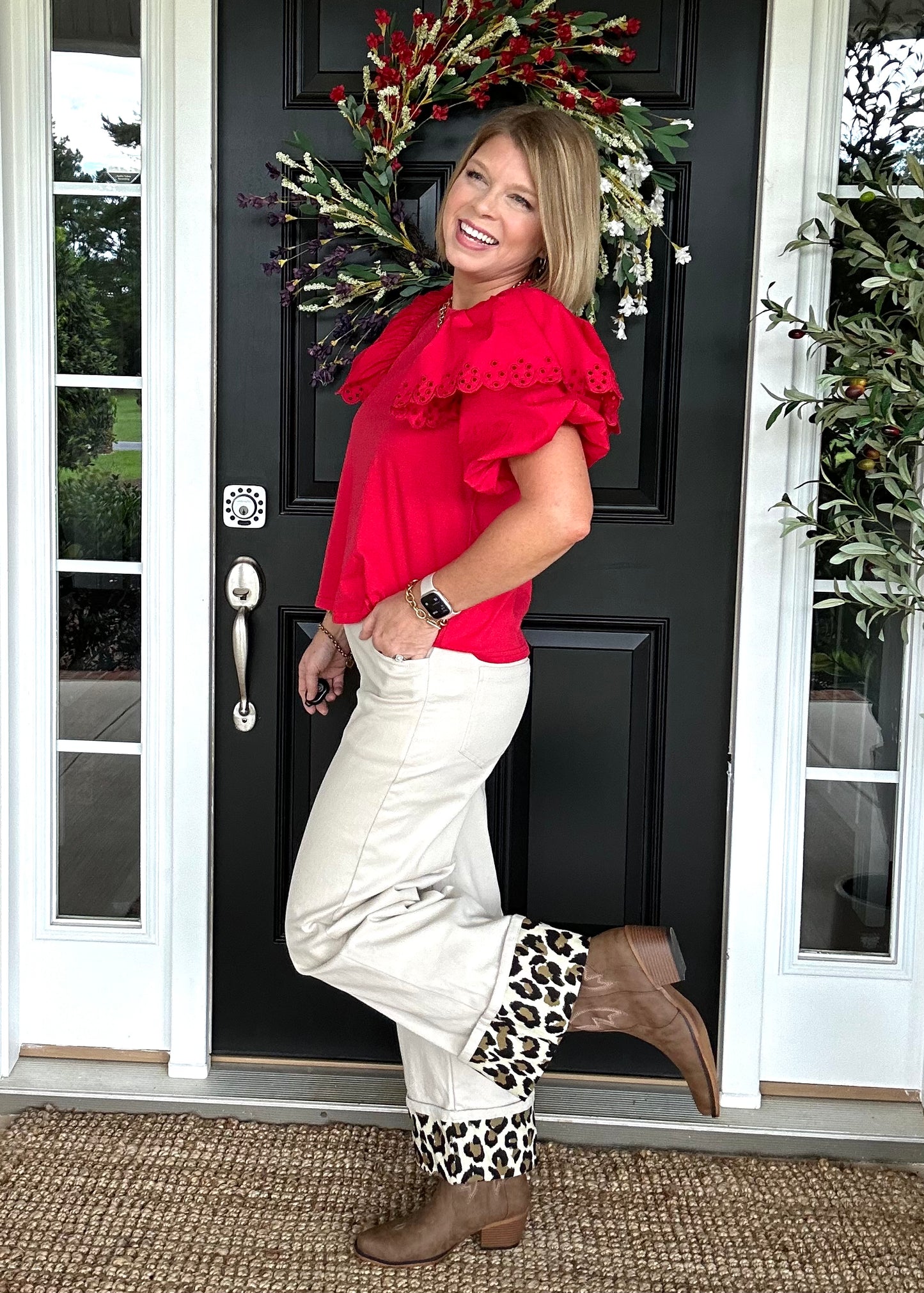 Red Hot Bubble Sleeve Top