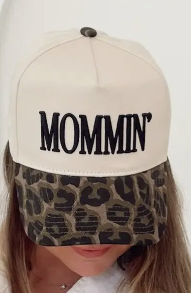 Mommin' Embroidered Trucker | Leopard