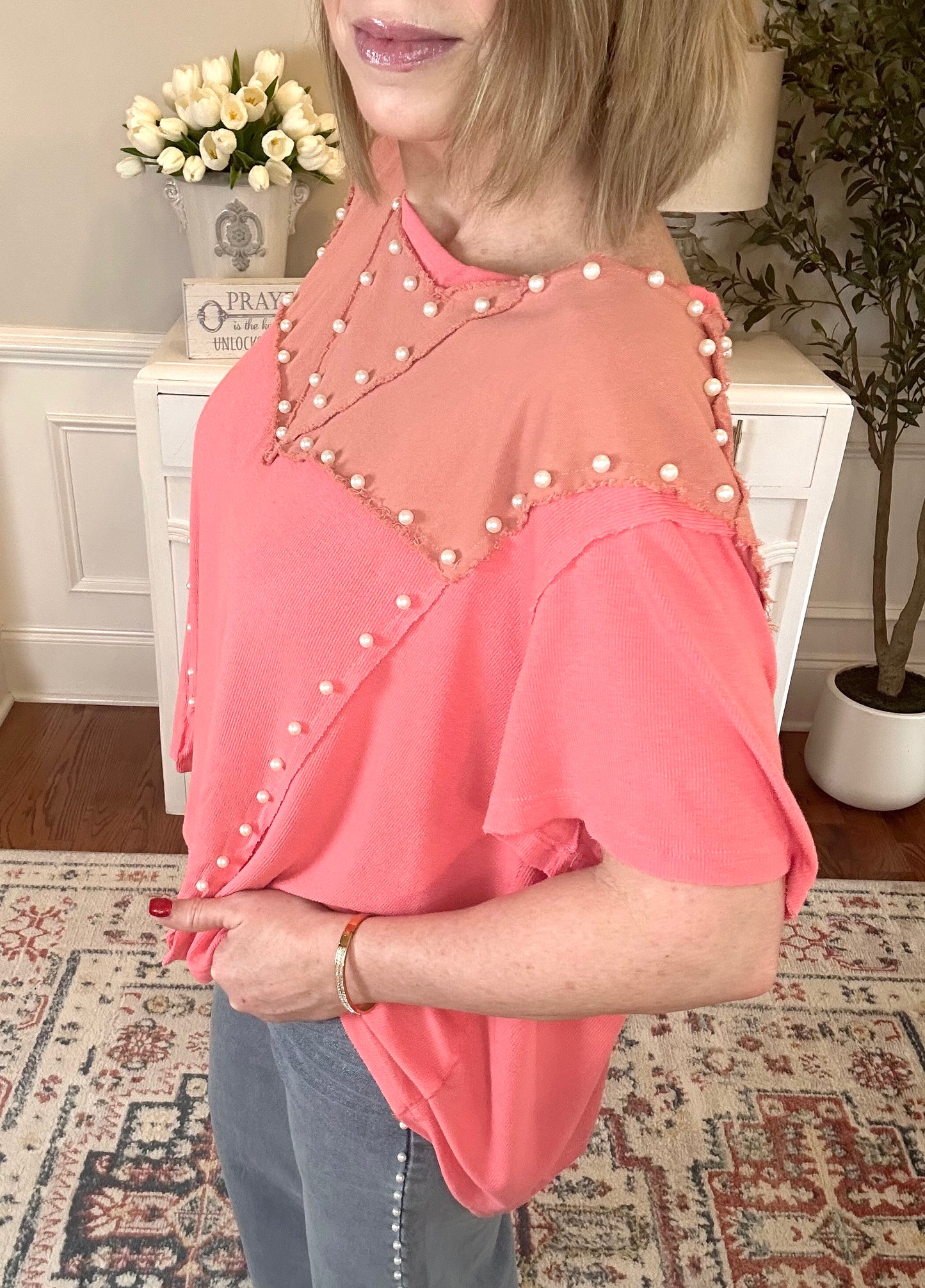 Pearl Crush Top | Coral