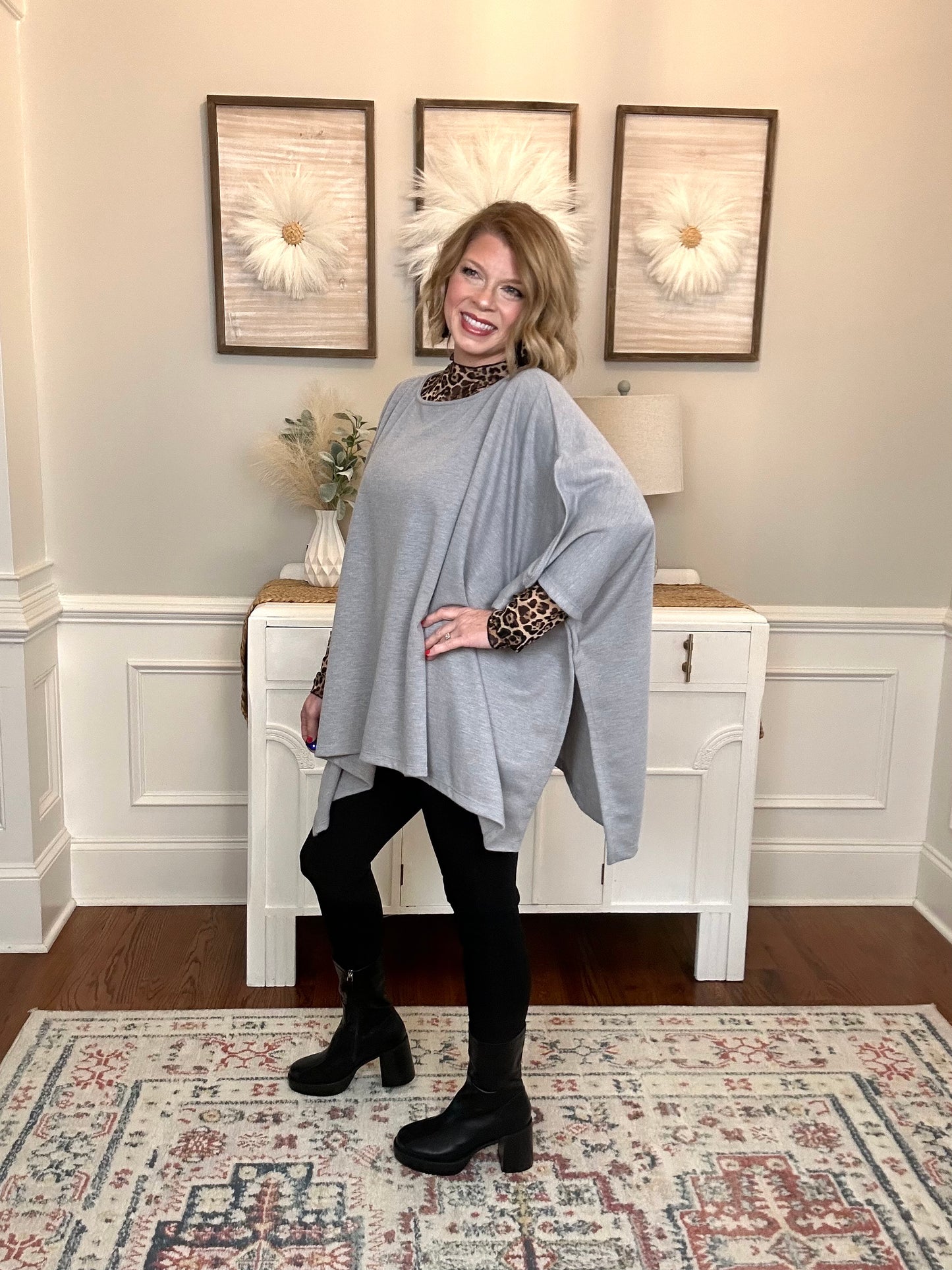 Breeze Embrace Poncho Style Top | Gray - The Sassy Rack