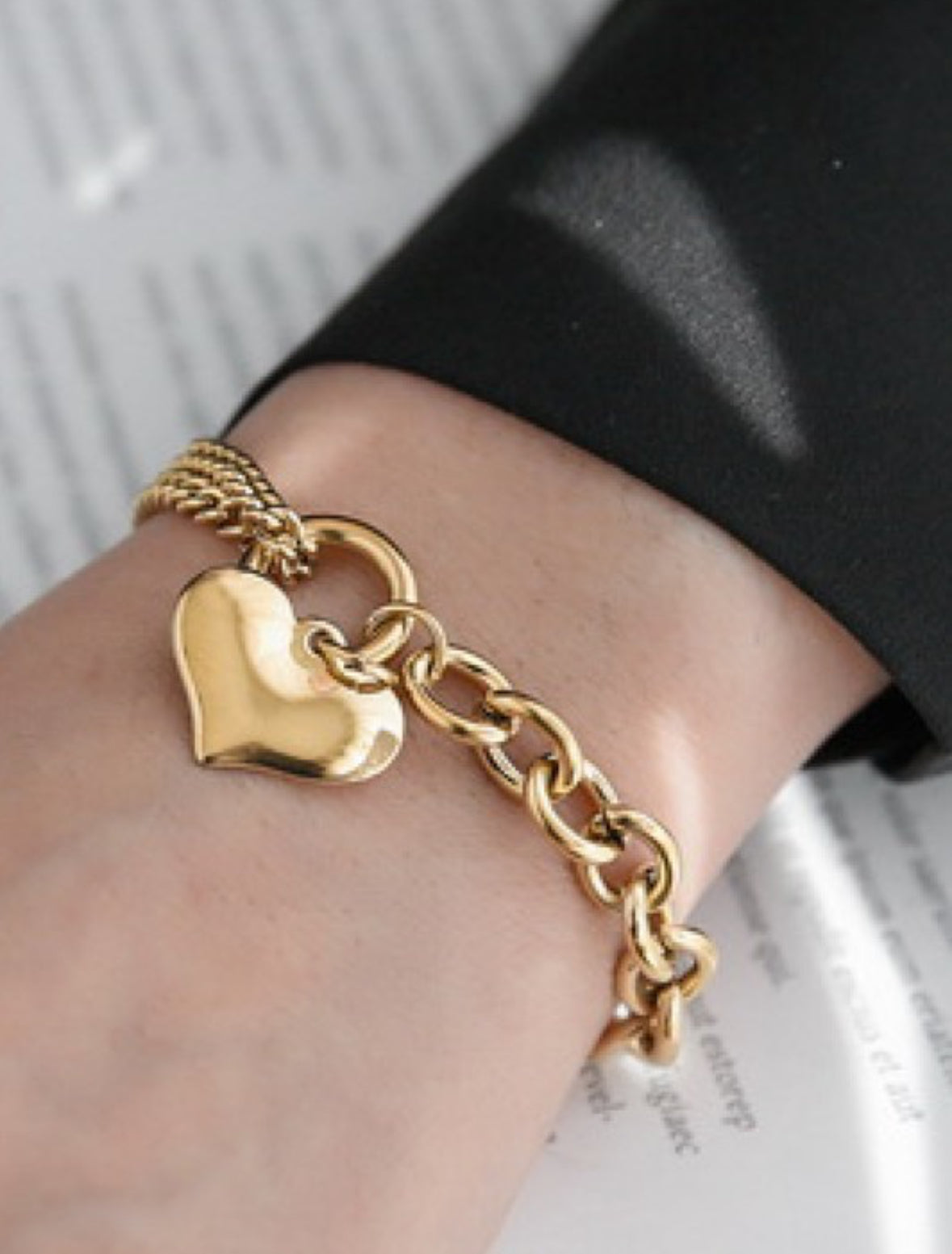 Gold Heart Chain Bracelet | Waterproof