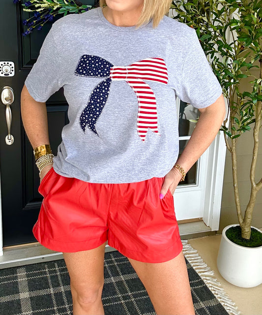 Oh My Stars Patriotic Bow Tee
