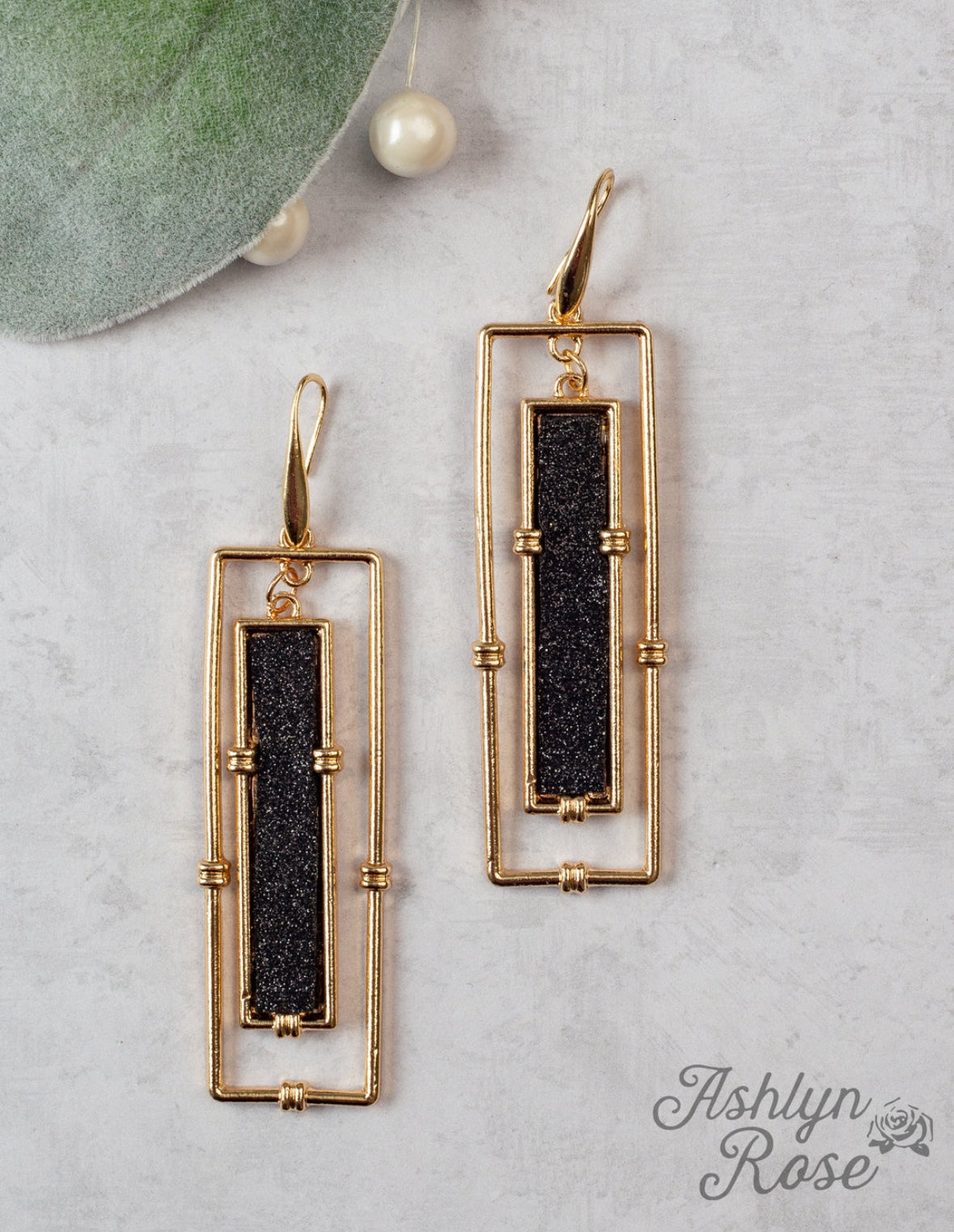 Think Outside The Frame Earrings | Gold & Black - The Sassy Rack