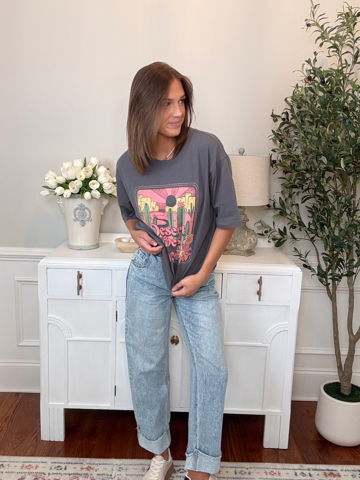 Desert Vibes Oversized Tee | Gray