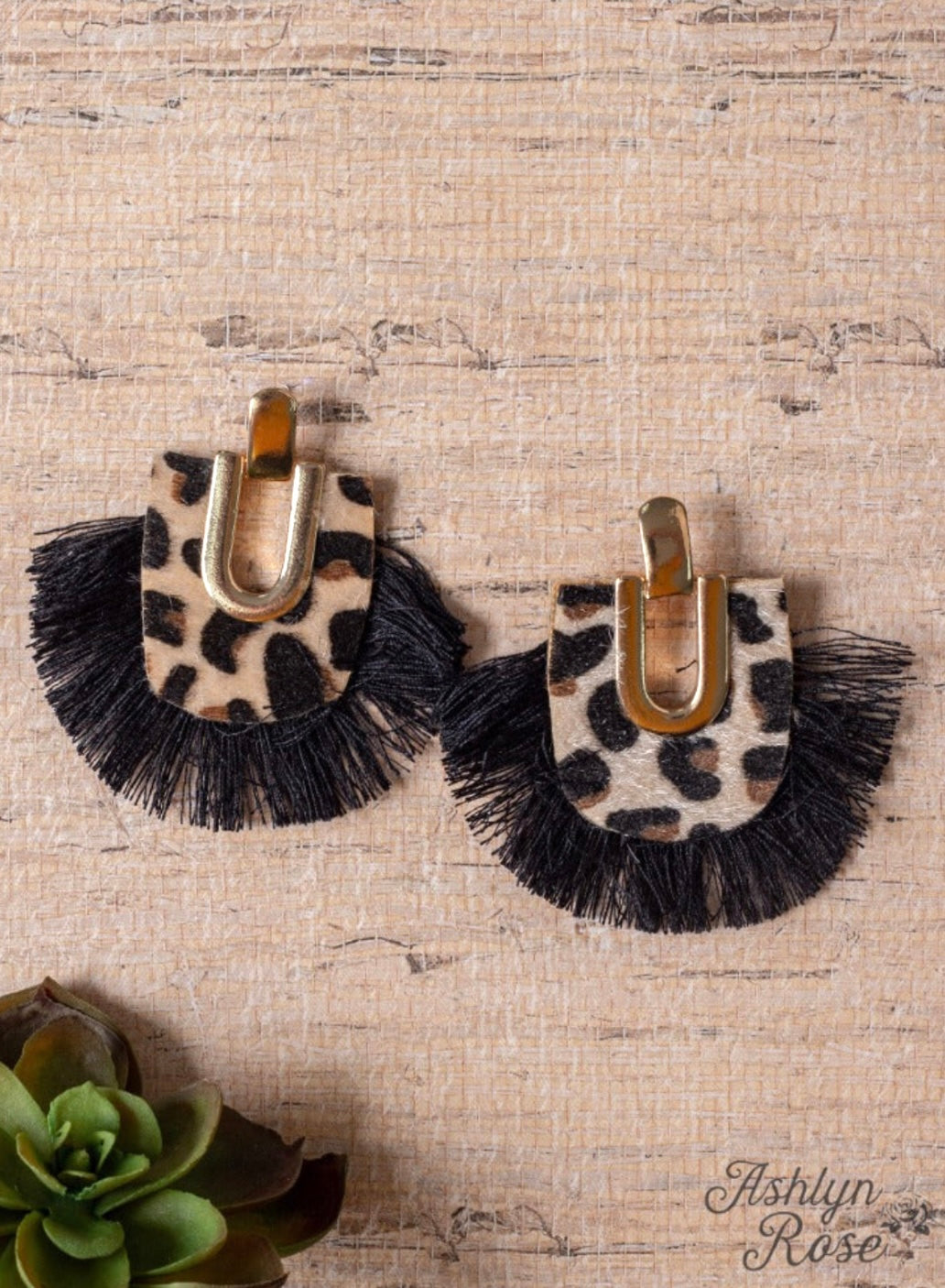 She’s Fabulous Fringe Leopard Earrings | Black