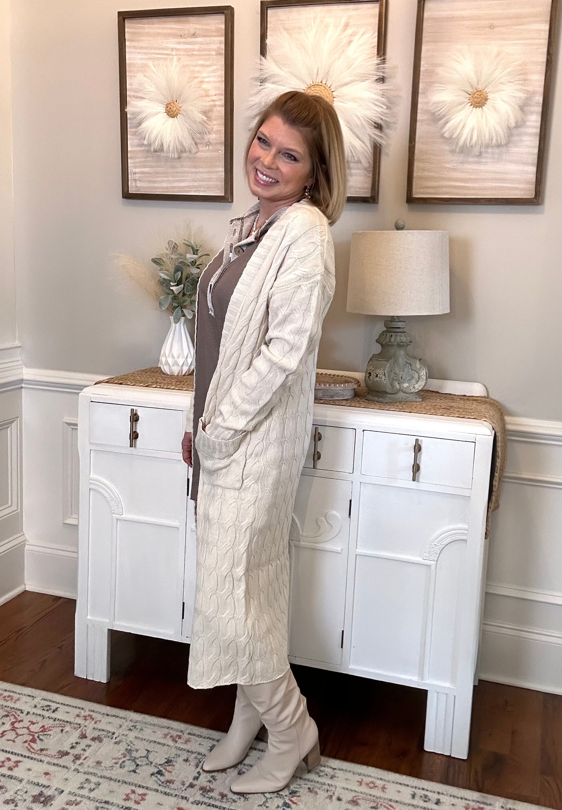 The Caroline Maxi Cardigan | Cream - The Sassy Rack