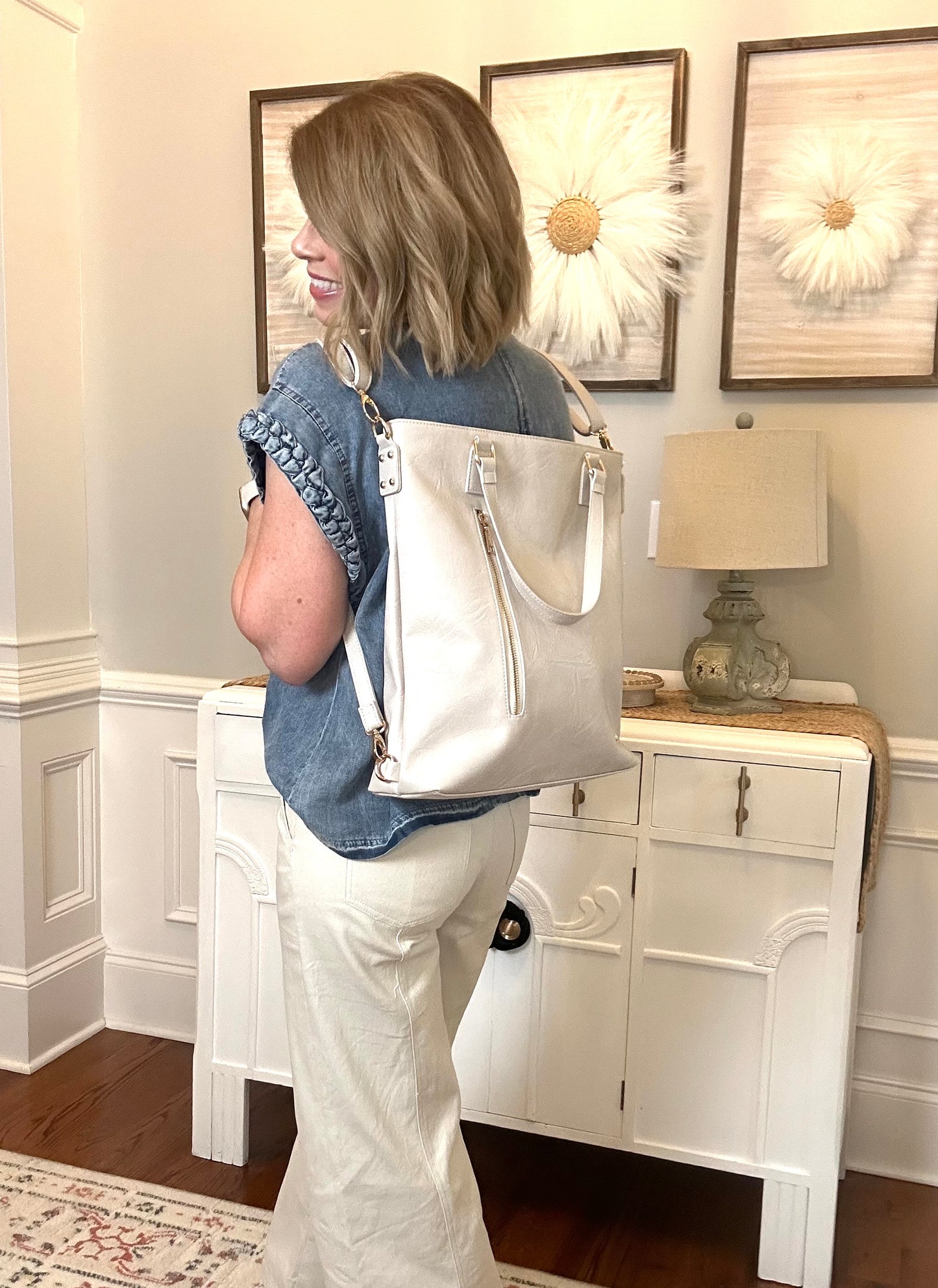 Upper East Side 3 in 1 Bag | Shoulder Bag, Backpack, Crossbody | Cream