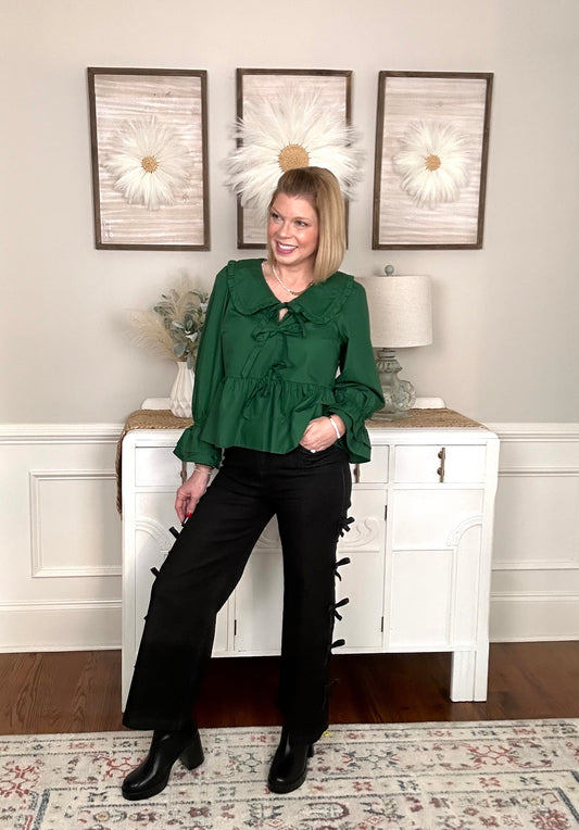 The Ginger Peplum Top | Emerald Green - The Sassy Rack