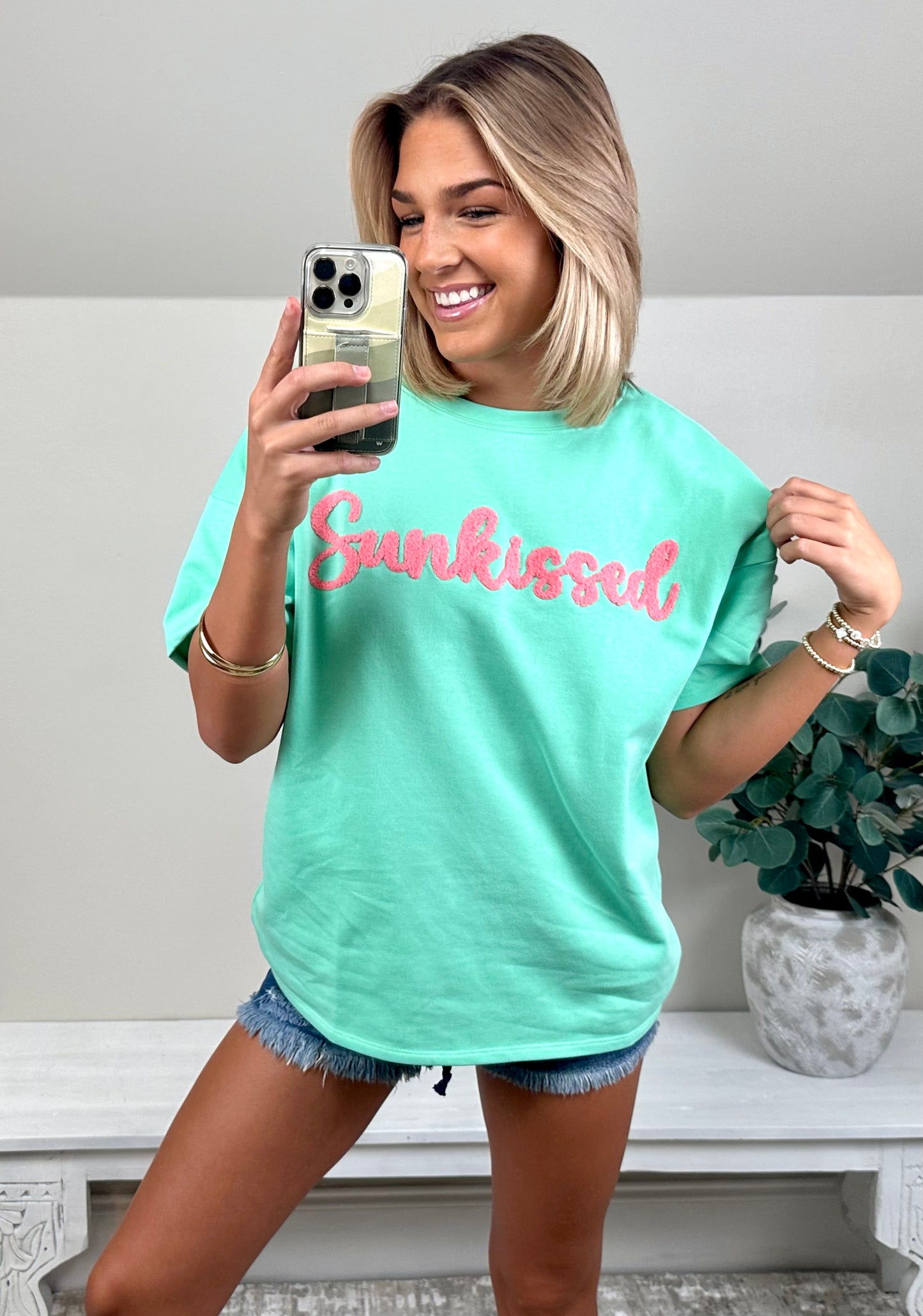 Sunkissed Embroidered Tee | Mint - The Sassy Rack