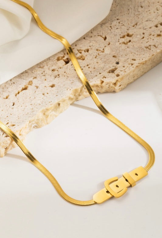 *DOORBUSTER*Buckle Up Gold Necklace | Tarnish Resistant