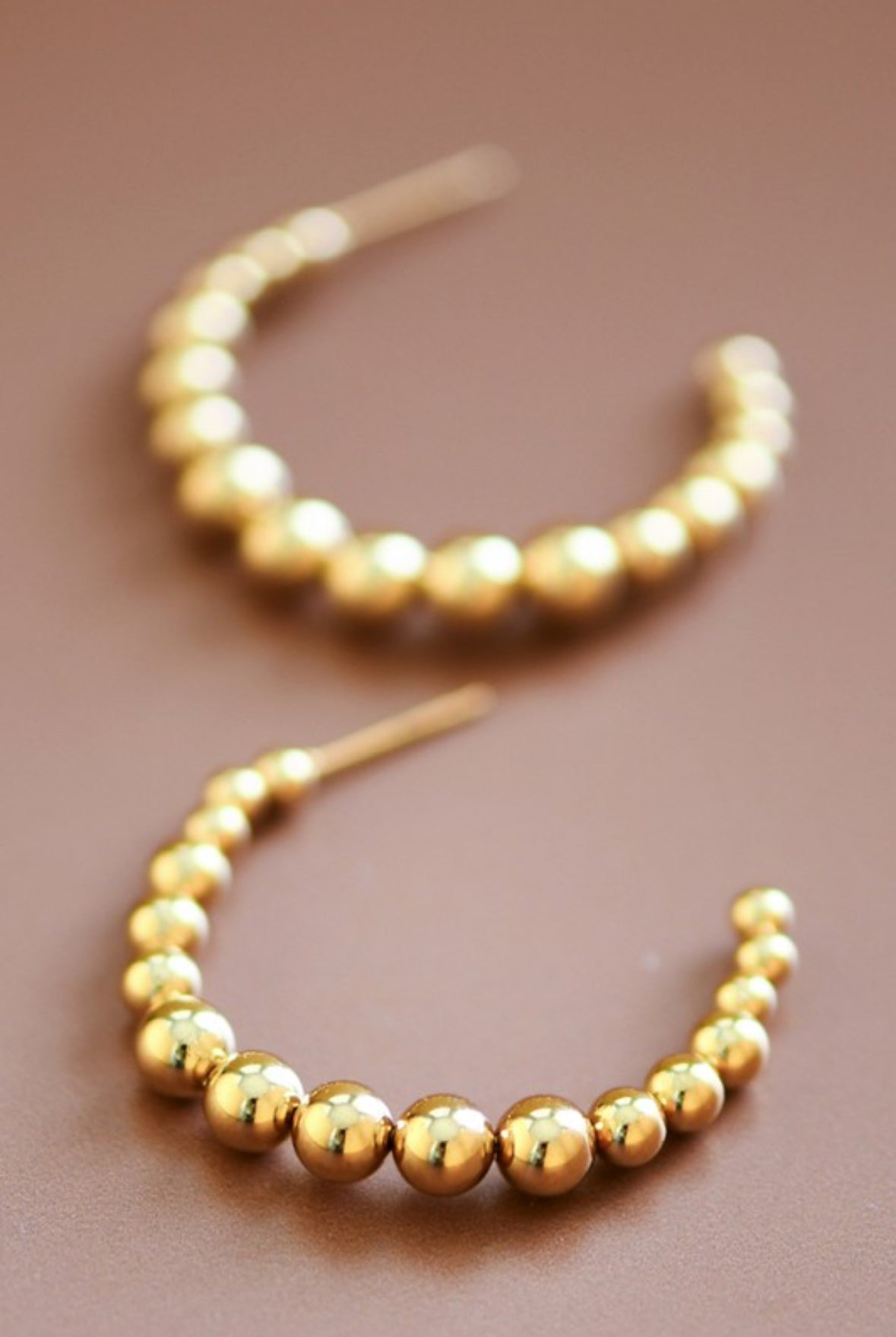 Gold Beaded Hoop Earrings | Waterproof