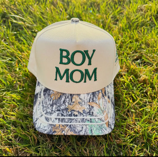 Boy Mom Embroidered Camo Trucker