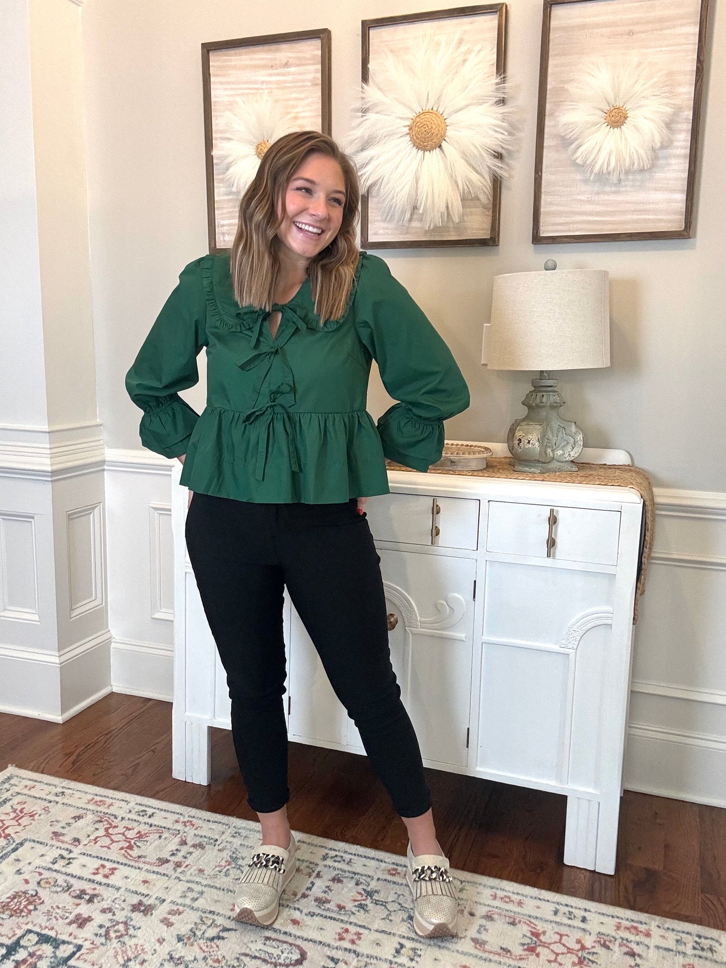 The Ginger Peplum Top | Emerald Green