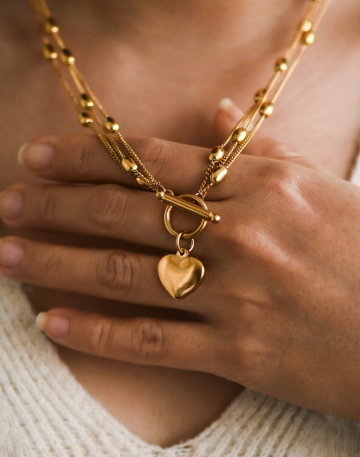 Gold Heart Layered Necklace | Waterproof | RESTOCK