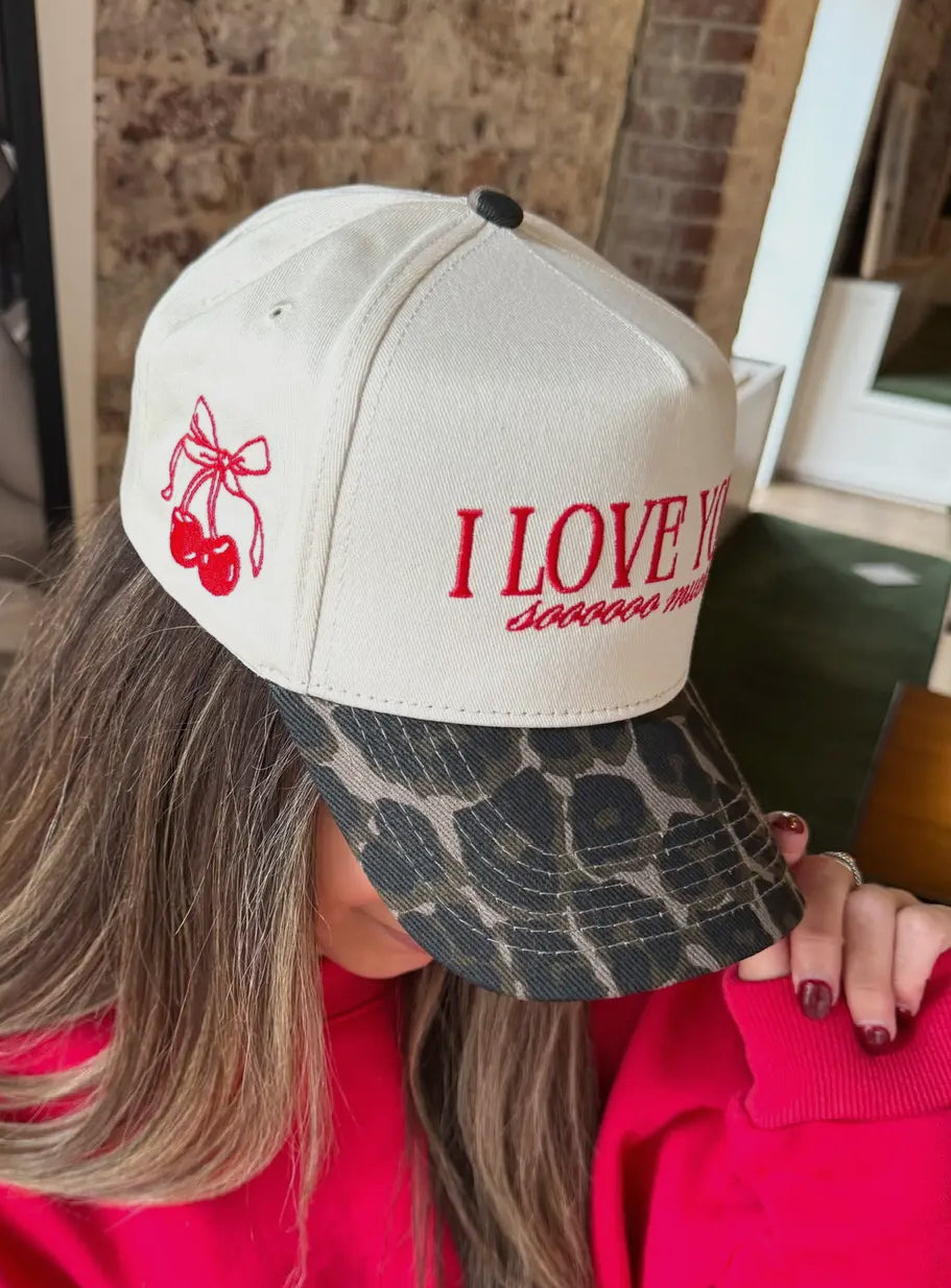 I Love You So Much Embroidered Trucker | Leopard