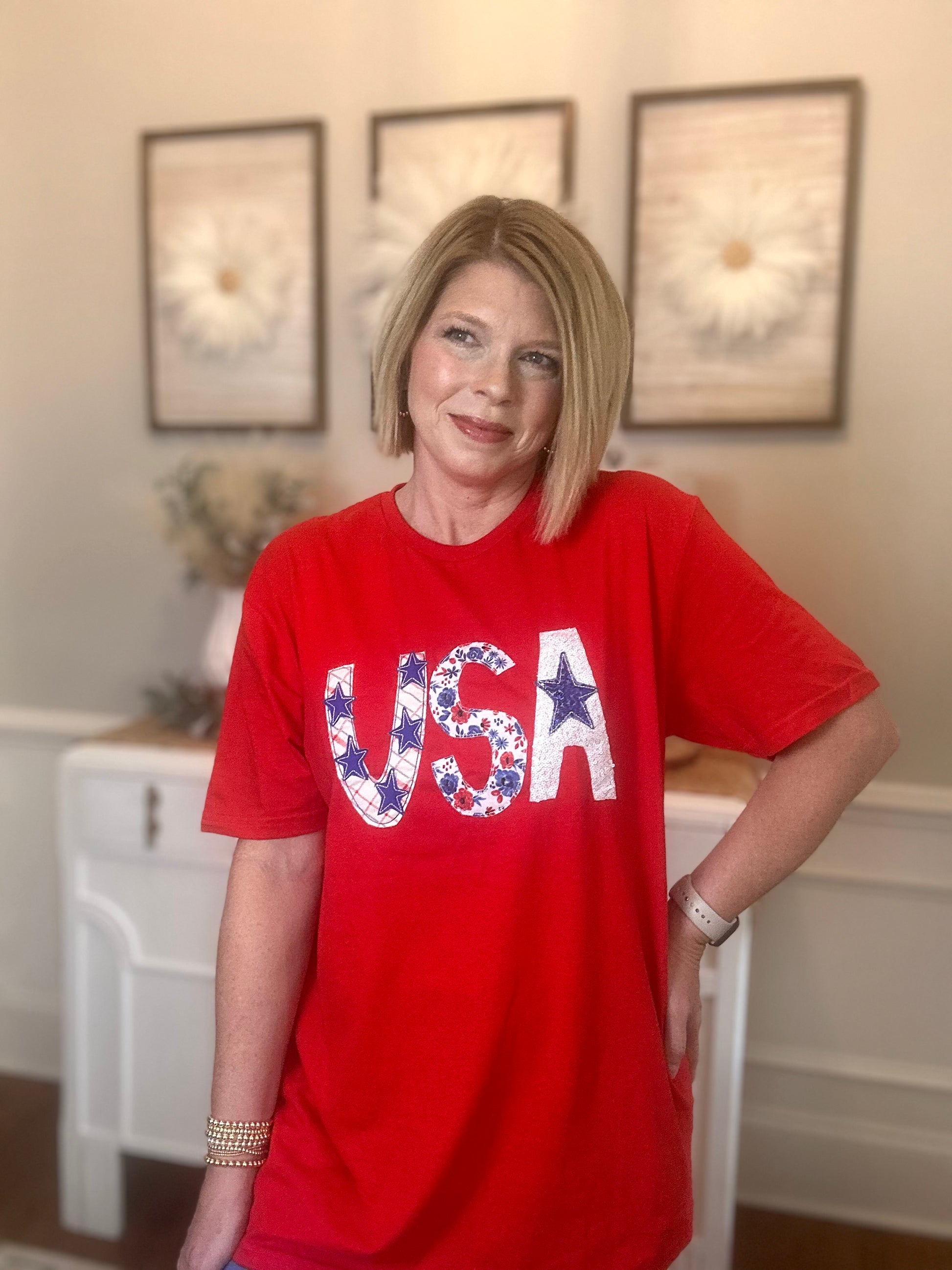 USA Mix It Up Tee | Red - The Sassy Rack