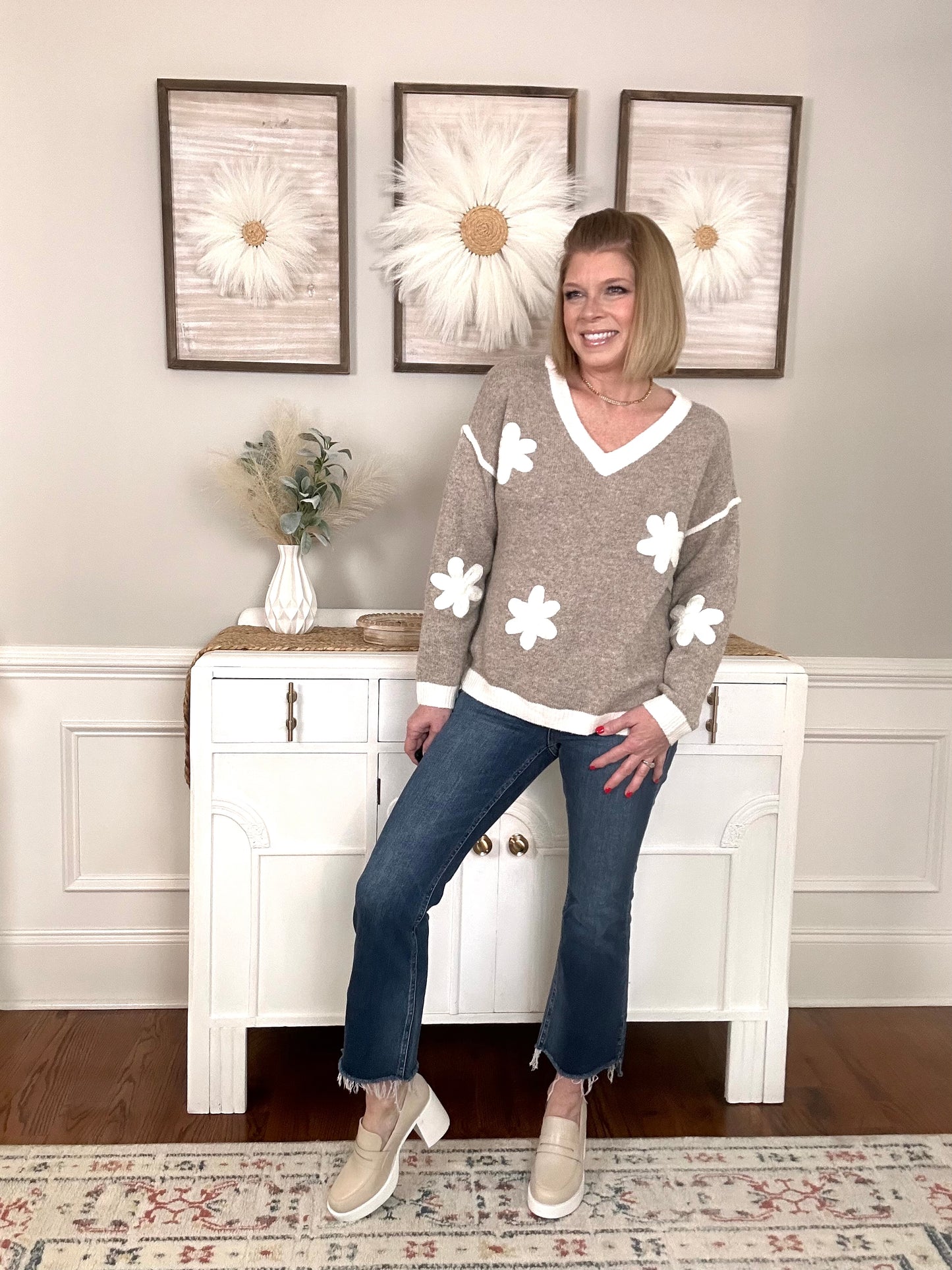 Petal Blossom Sweater | Mocha - The Sassy Rack