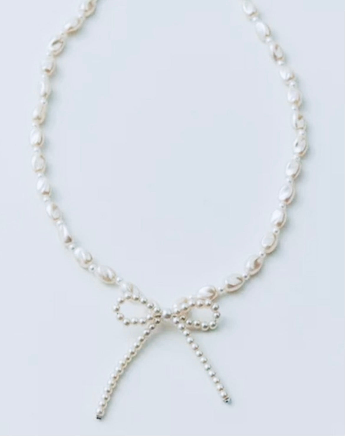 Cloe Beaded Pearl Bow Tie Necklace - The Sassy Rack