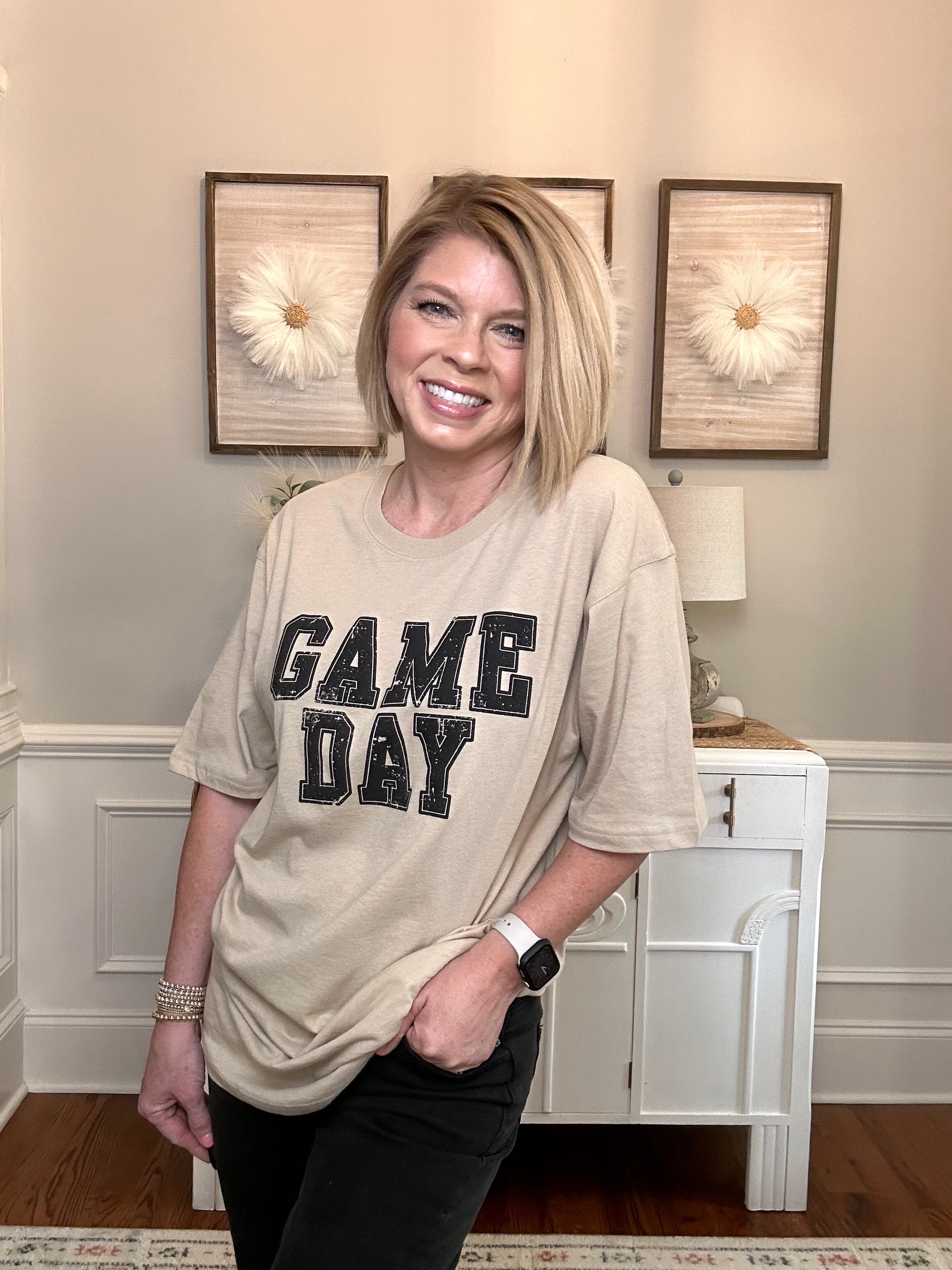 Game Day Oversized Tee | Tan - The Sassy Rack