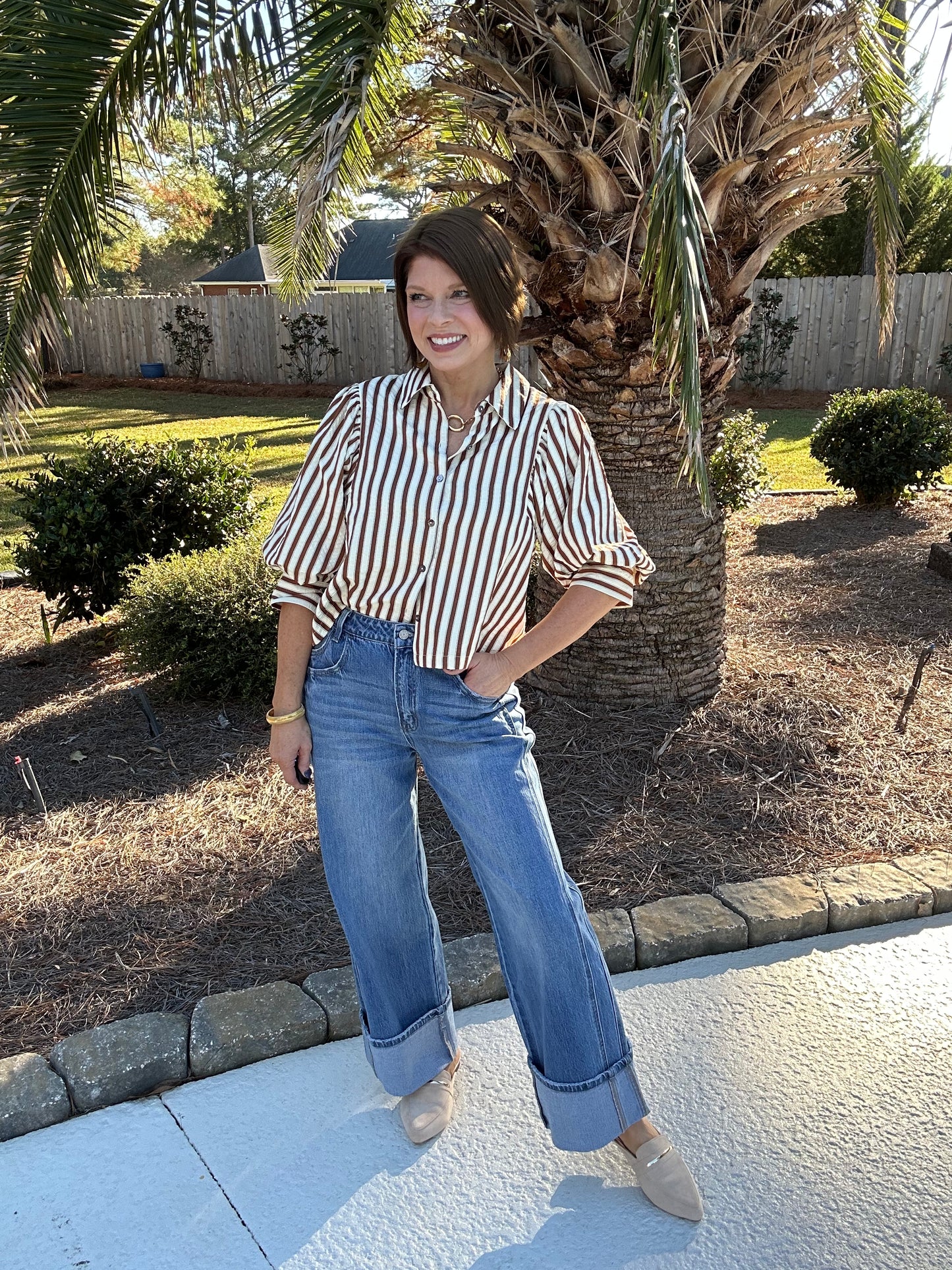 Essential Stripe Top | Brown