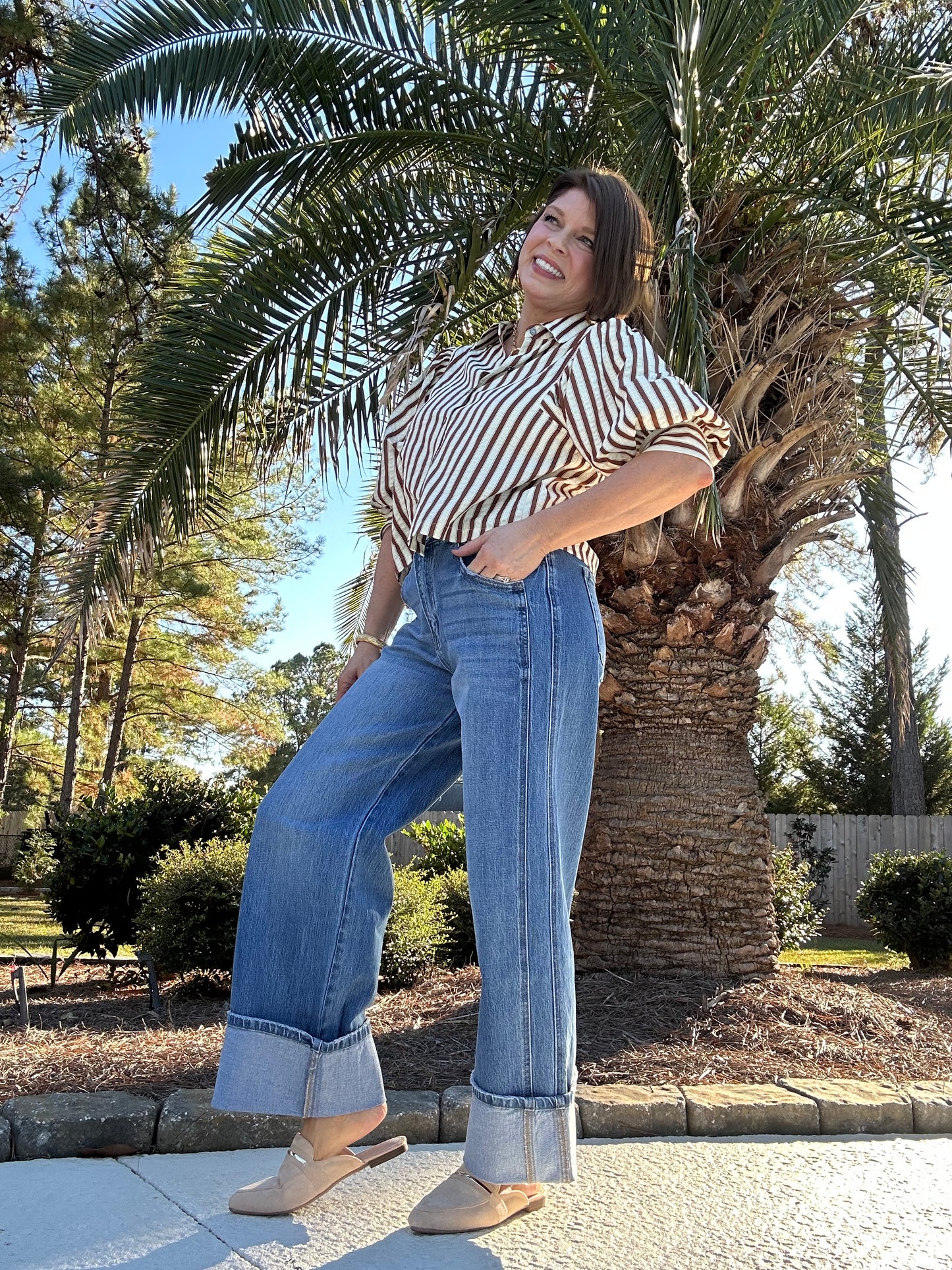 High Rise Cuffed Baggy Wide Jean By Vervet