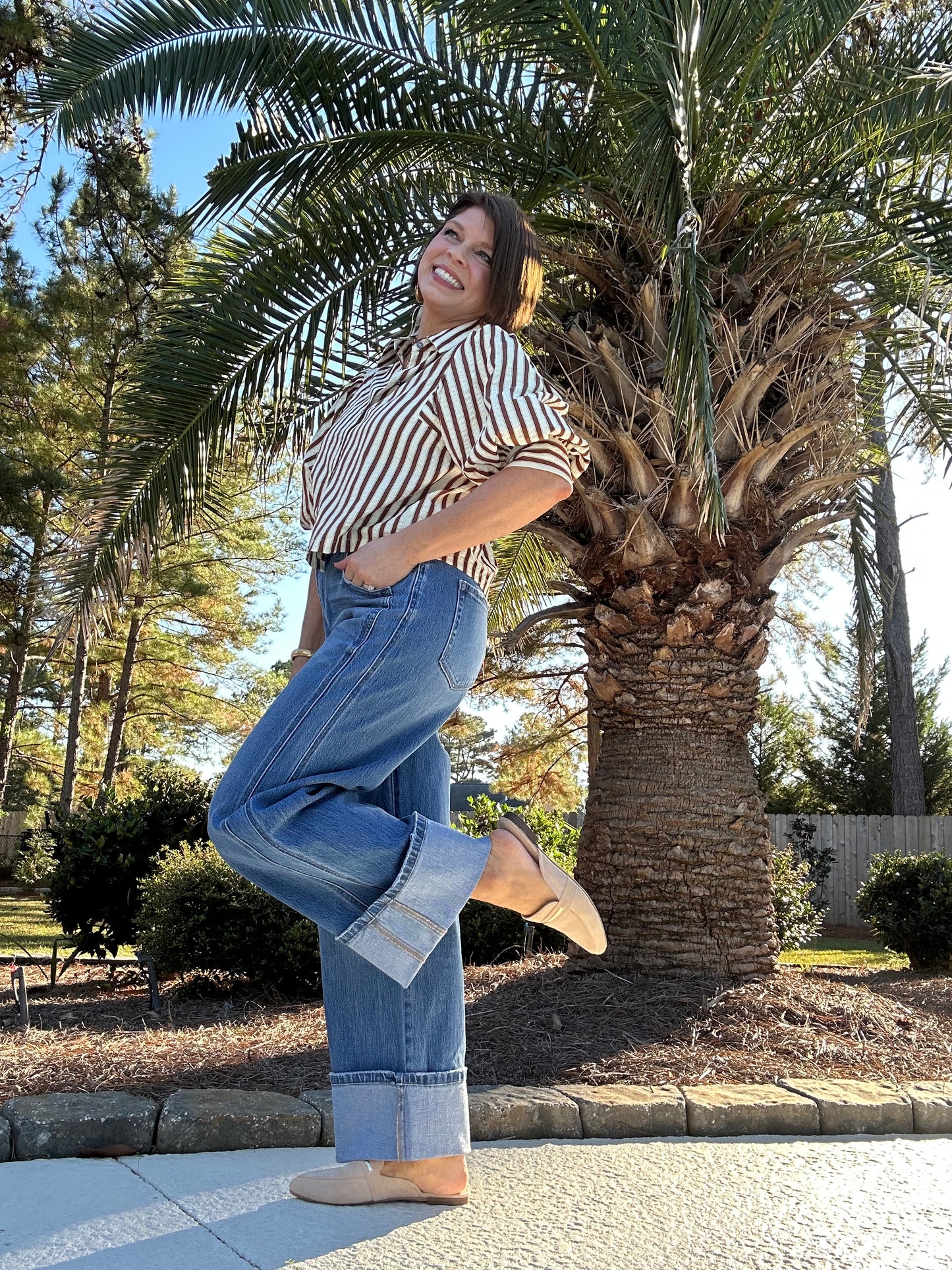 High Rise Cuffed Baggy Wide Jean By Vervet