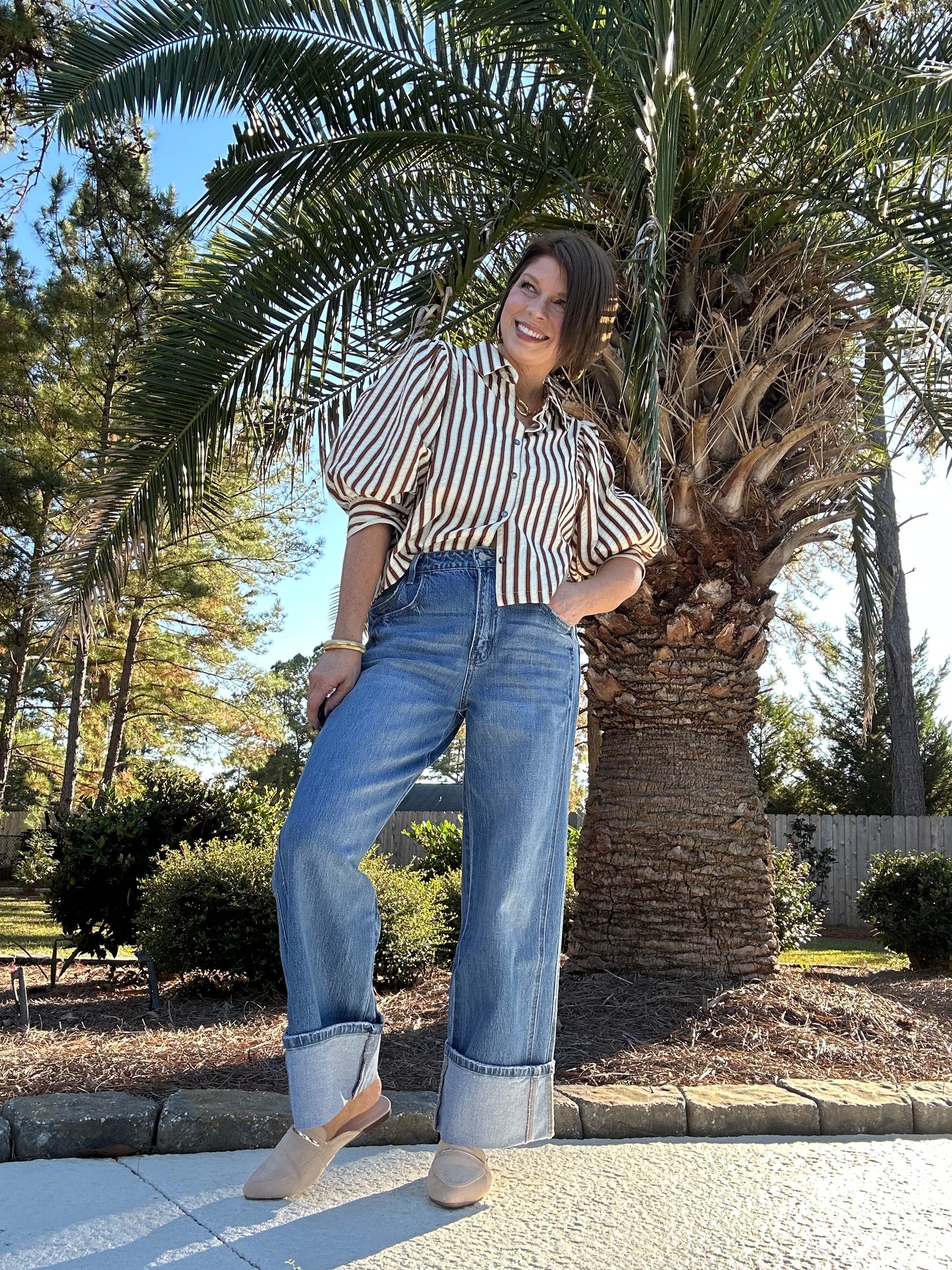 High Rise Cuffed Baggy Wide Jean By Vervet