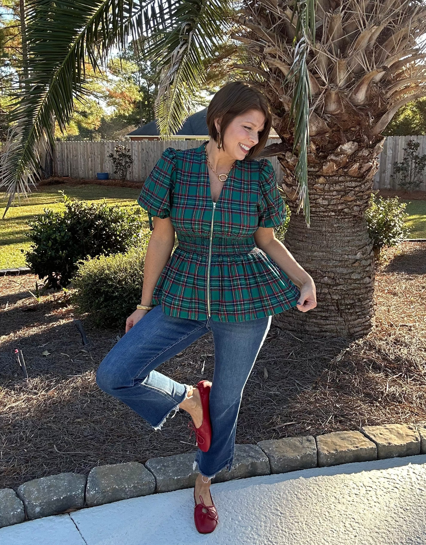 Christmas Spirit Plaid Top | Green