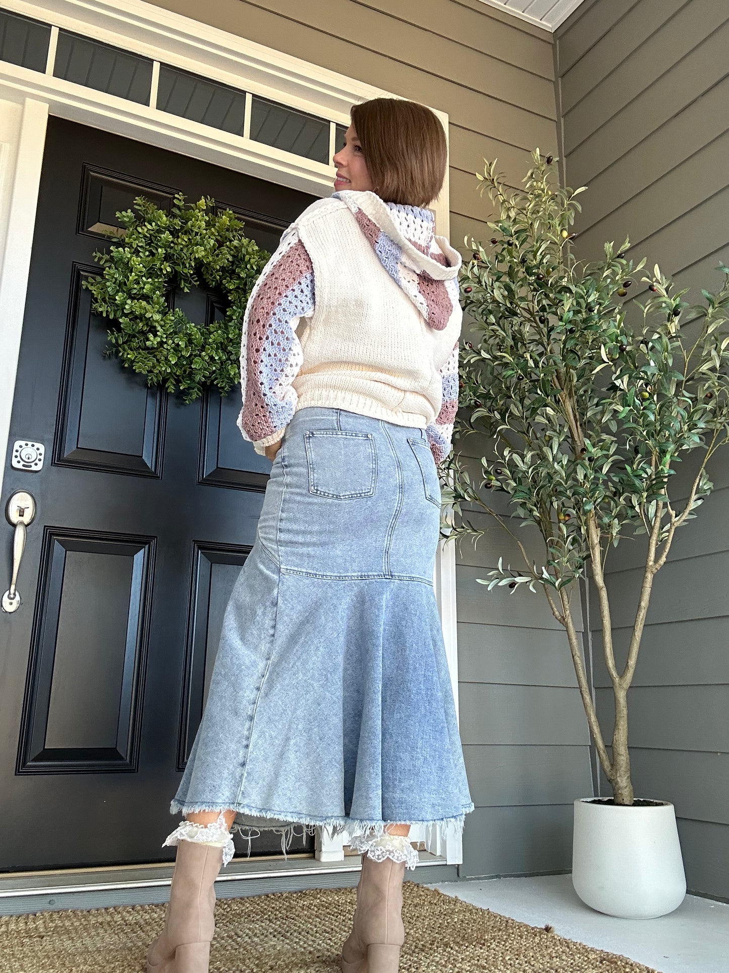 Brooklyn Denim Skirt | Light Denim