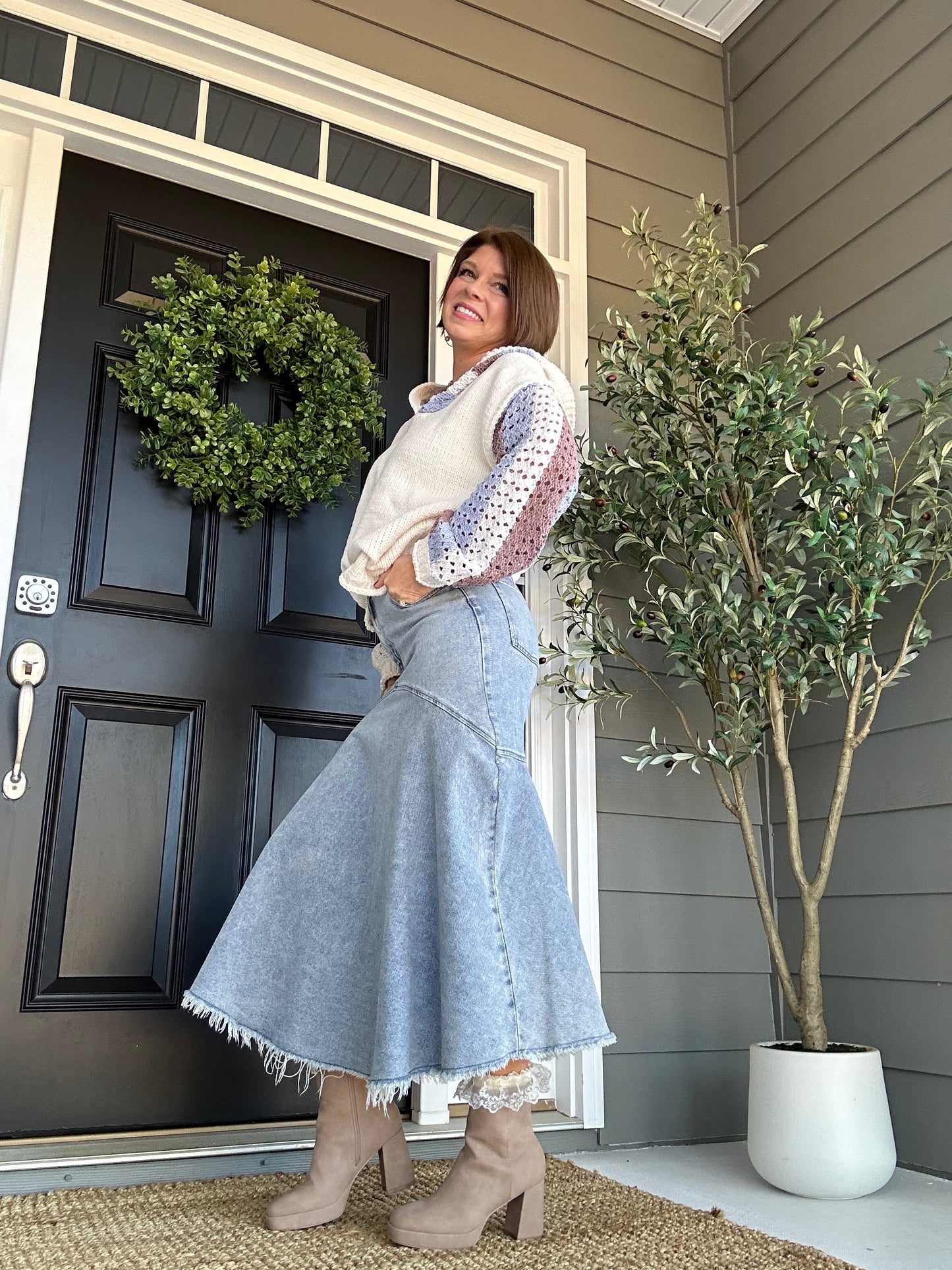 Brooklyn Denim Skirt | Light Denim