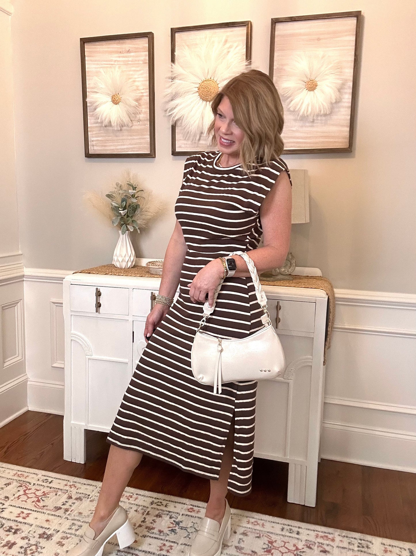 The Dana Striped Midi | Brown