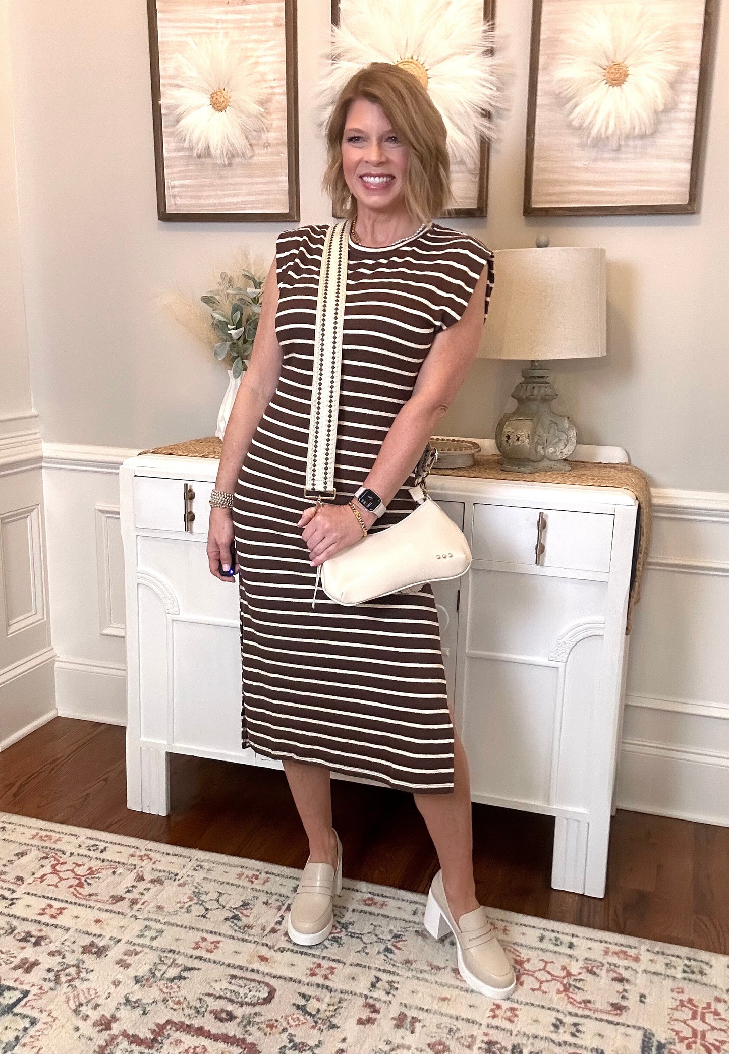 The Dana Striped Midi | Brown