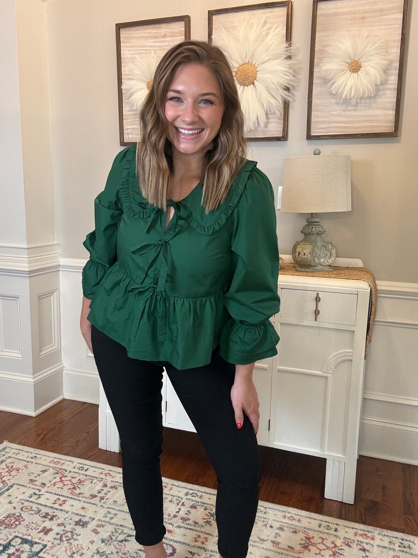 The Ginger Peplum Top | Emerald Green