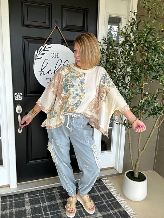 Free Spirited Floral Patch Top