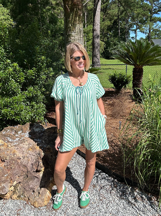 Seeing Stripes Romper | Green