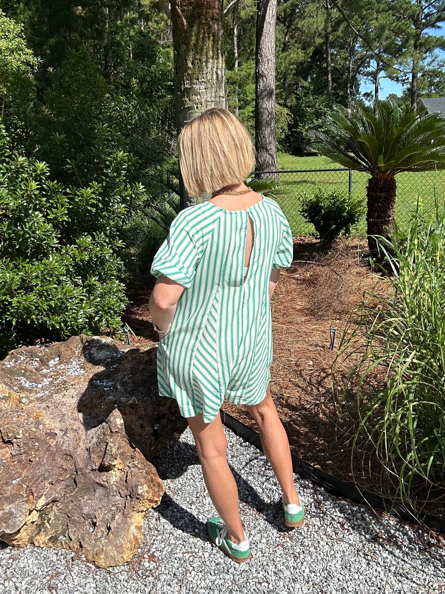 Seeing Stripes Romper | Green