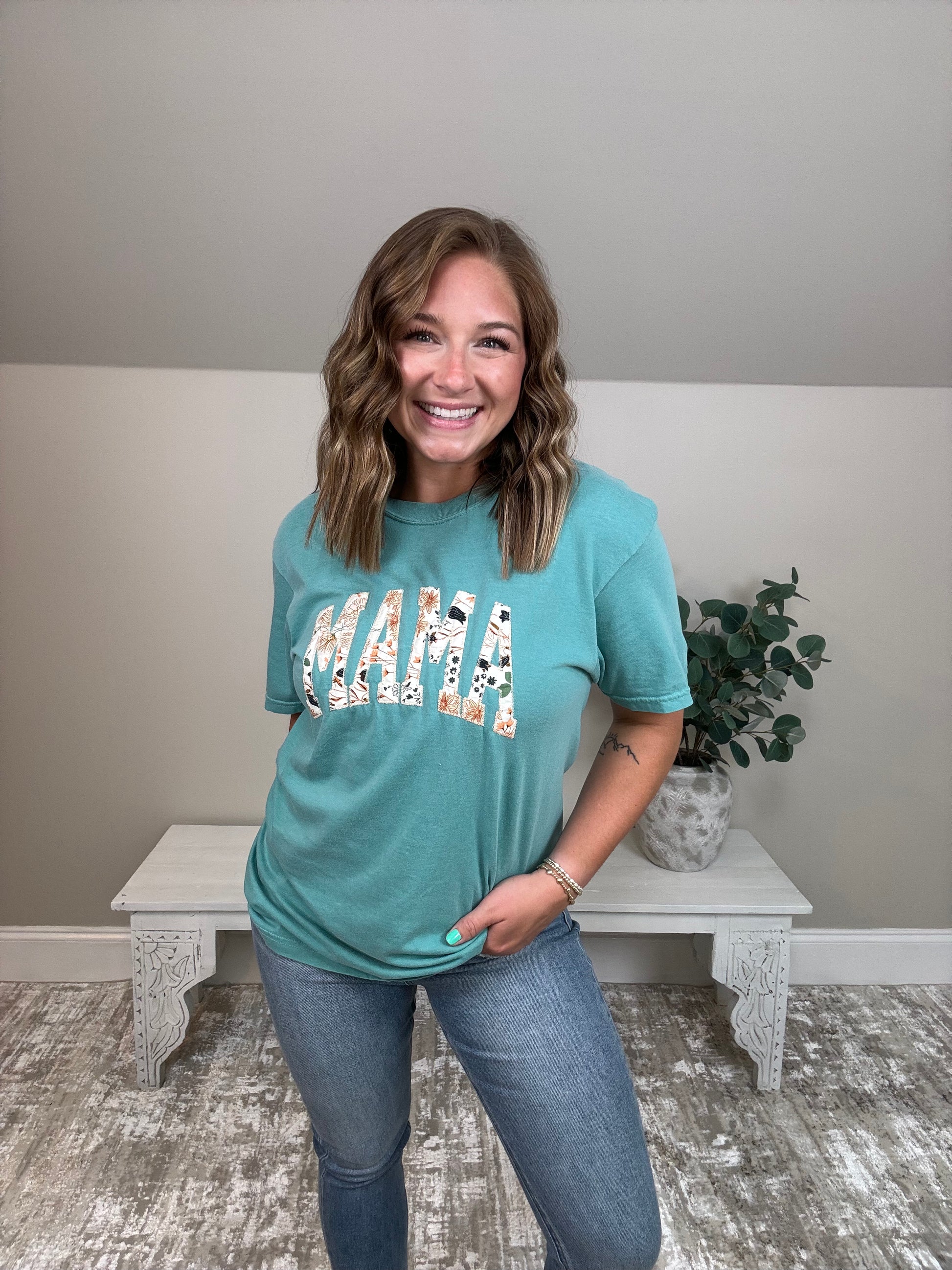 Mama Wildflower Tee | Lagoon - The Sassy Rack