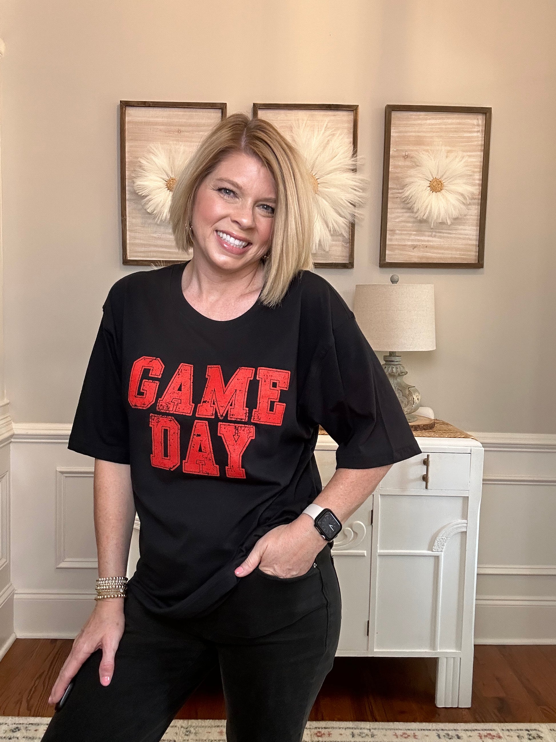 Game Day Oversized Tee | Black - The Sassy Rack