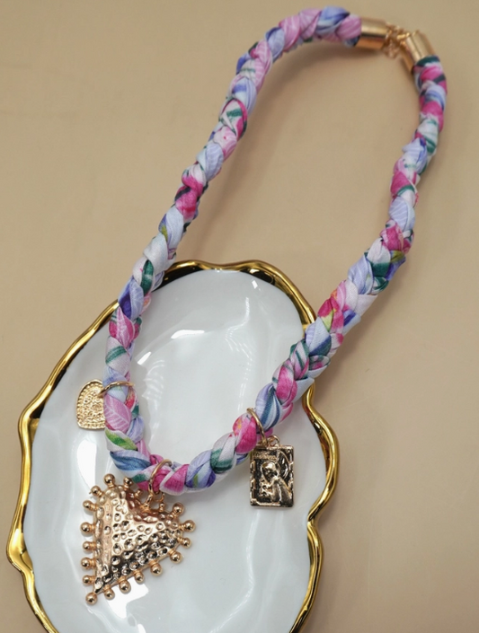 Heart Rope Scarf Charm Necklace